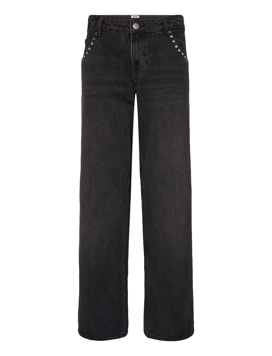 Monki - Imoo Straight Studded Jeans - gerade jeans - washed black - 0