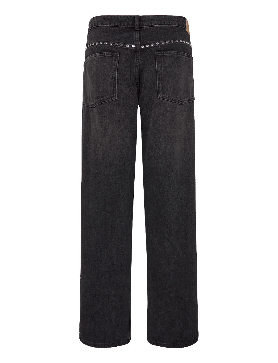 Monki - Imoo Straight Studded Jeans - gerade jeans - washed black - 1