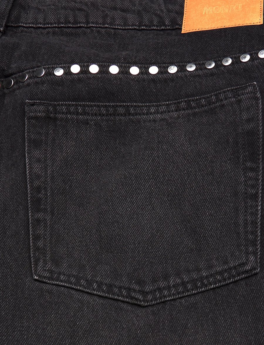 Monki - Imoo Straight Studded Jeans - gerade jeans - washed black - 4