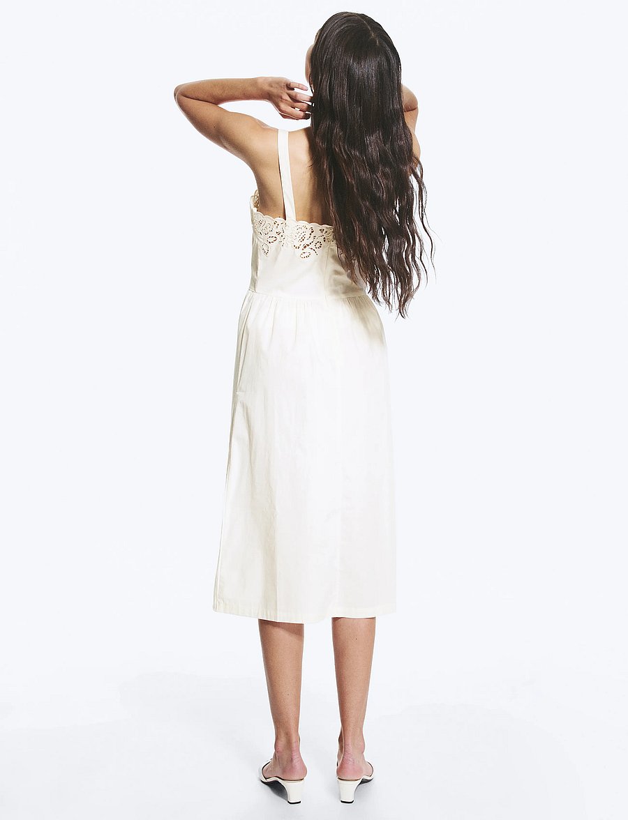 Monki - Broderi anglais dress - kesämekot - white light - 5