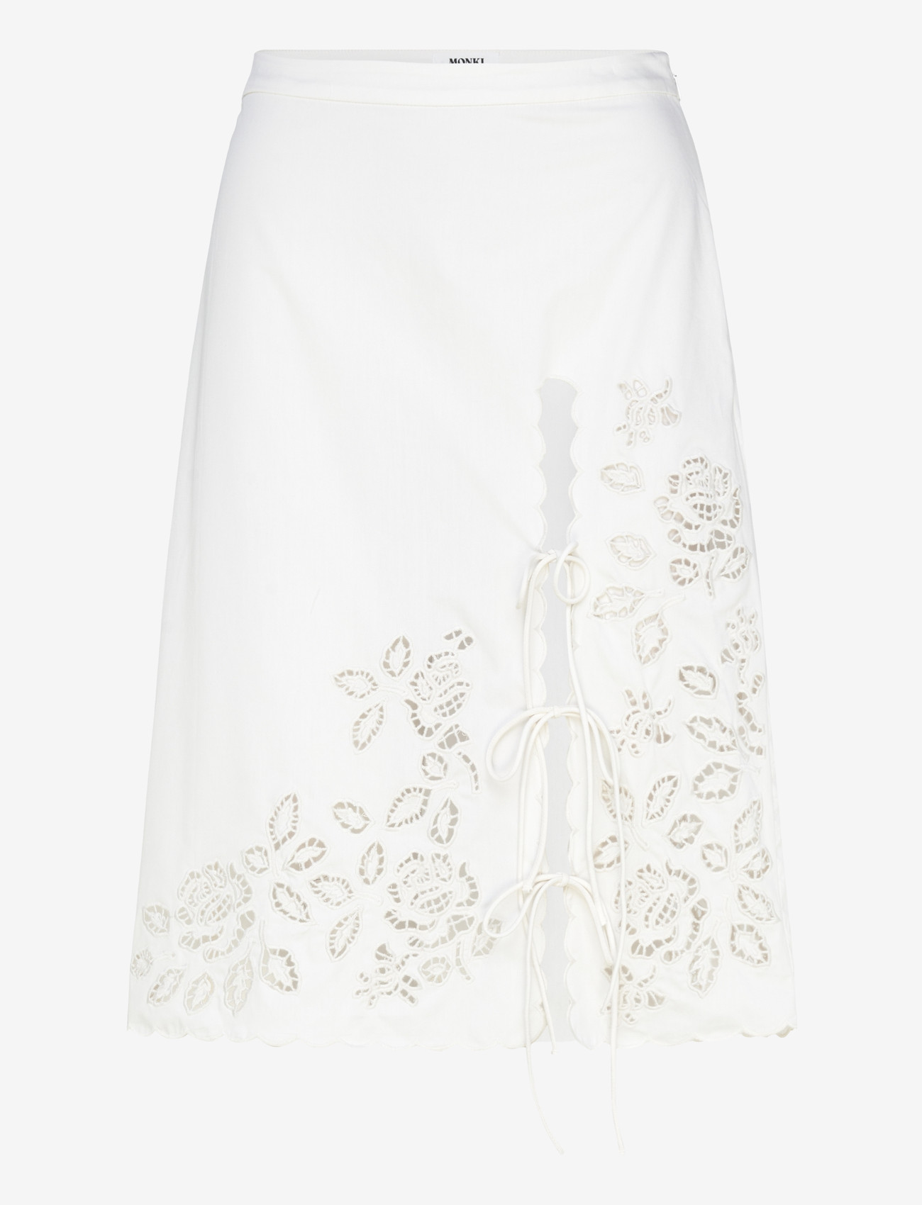 Monki - Broderie Anglais Skirt - midi nederdele - white light - 0