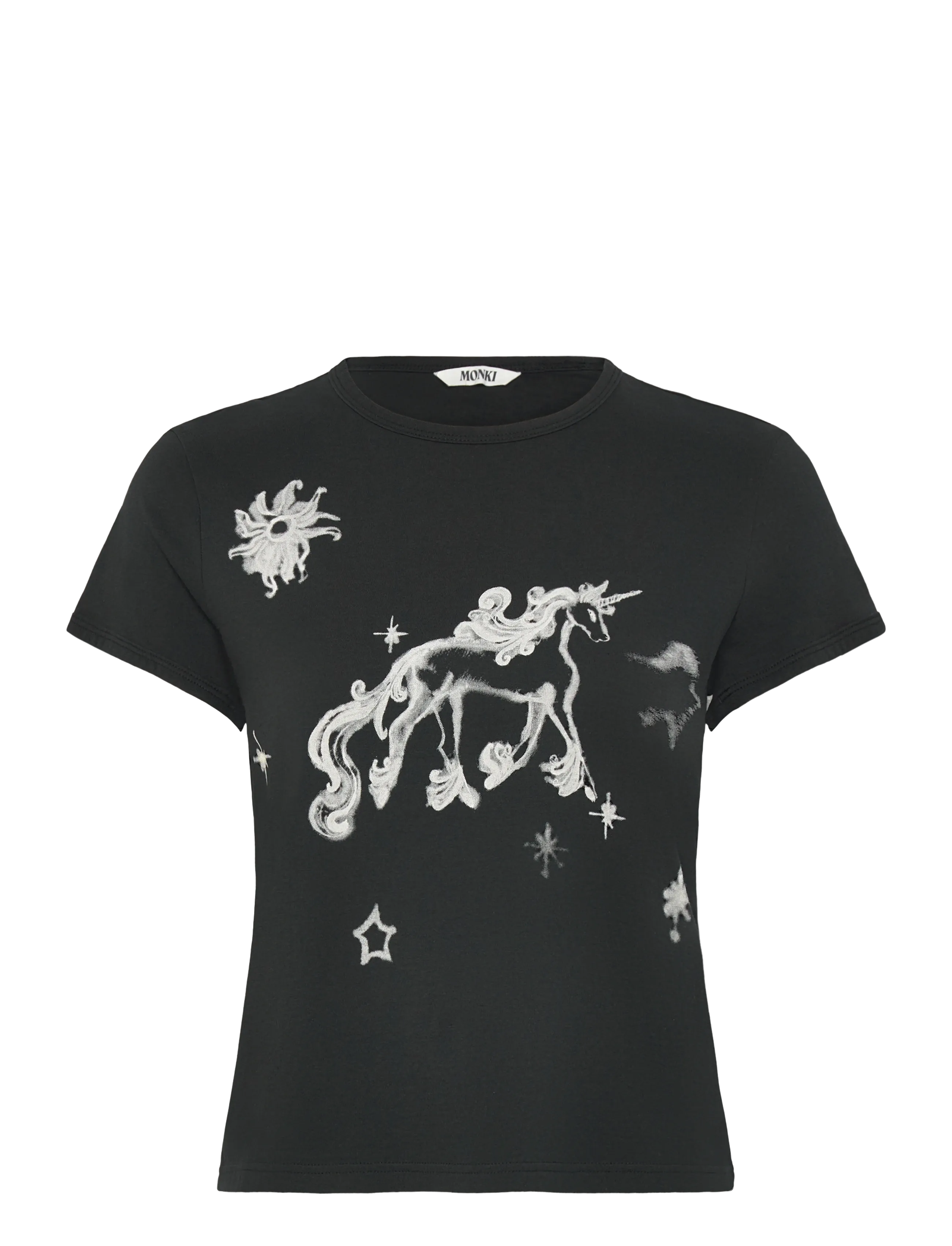Monki Printed baby tee - Kampagne - BLACK DARK / black