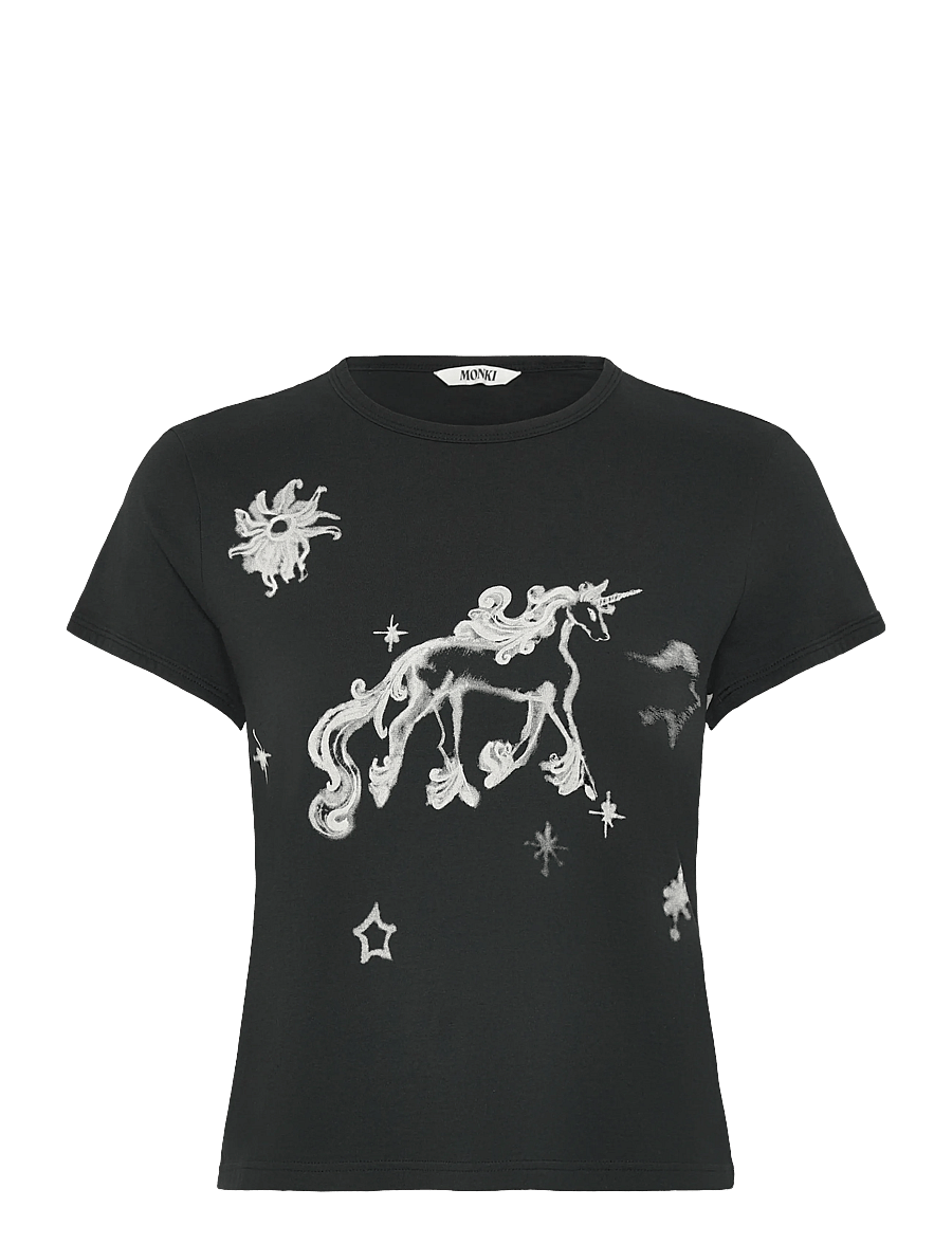 Monki - PRINTED BABY TEE - t-särgid - black dark - 0
