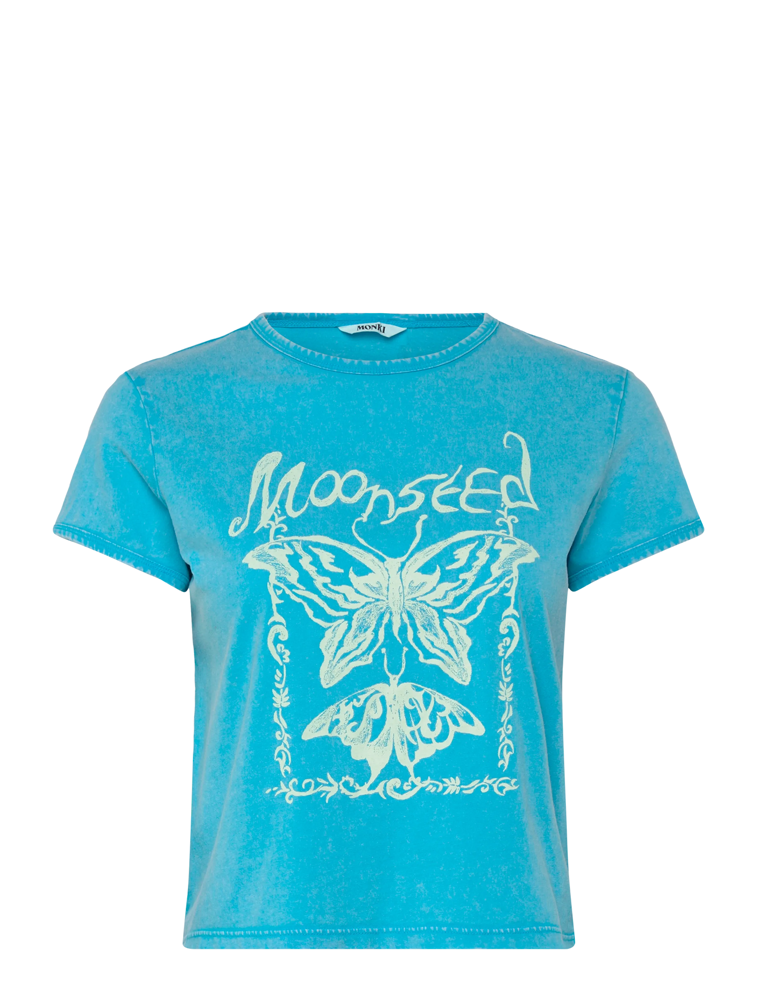 Monki Printed baby tee - T-shirts & Tops - TURQUOISE BRIGHT / blue