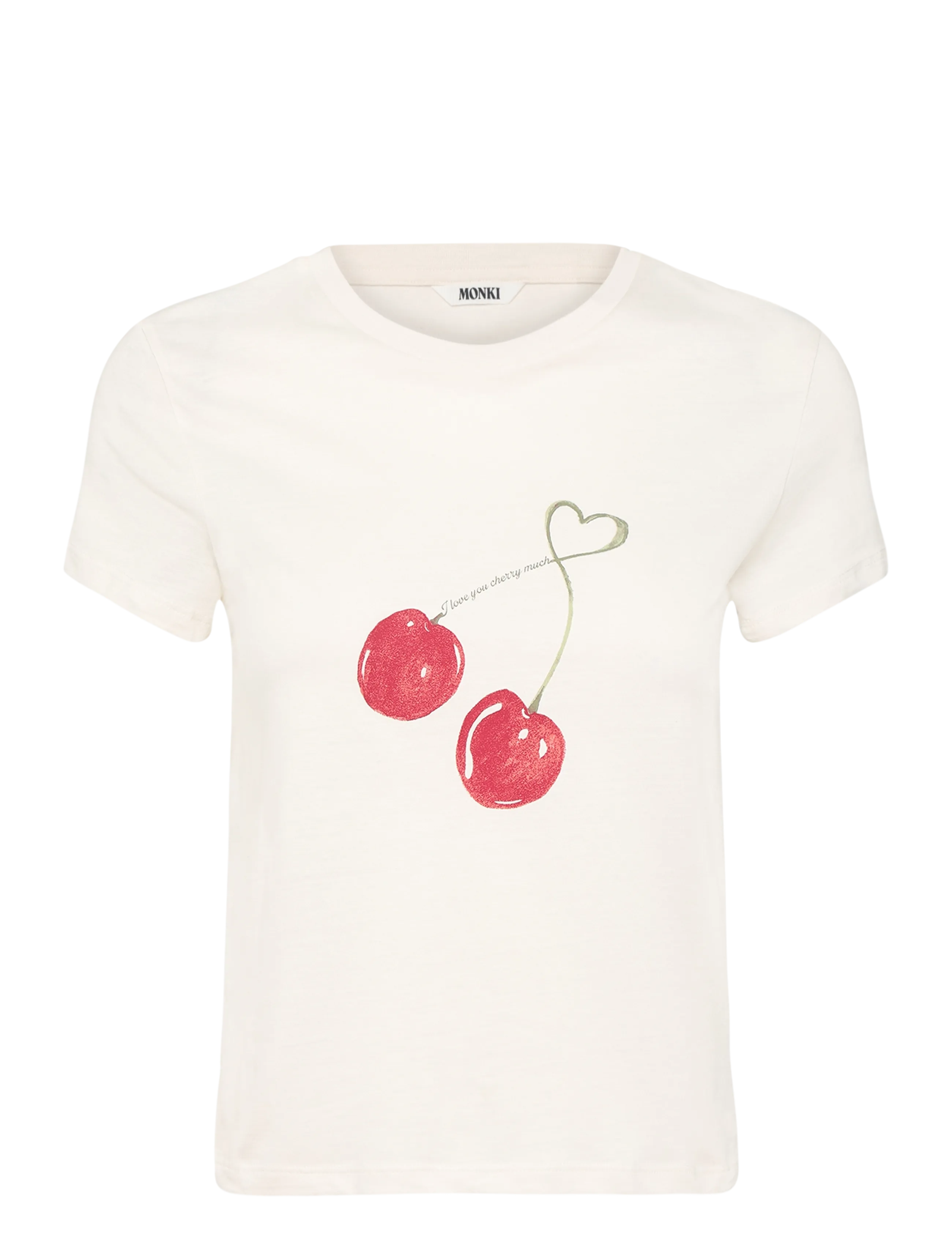 Monki Printed Baby Tee, XS, White, T-Shirts & Toppe > Kortærmede, Dame