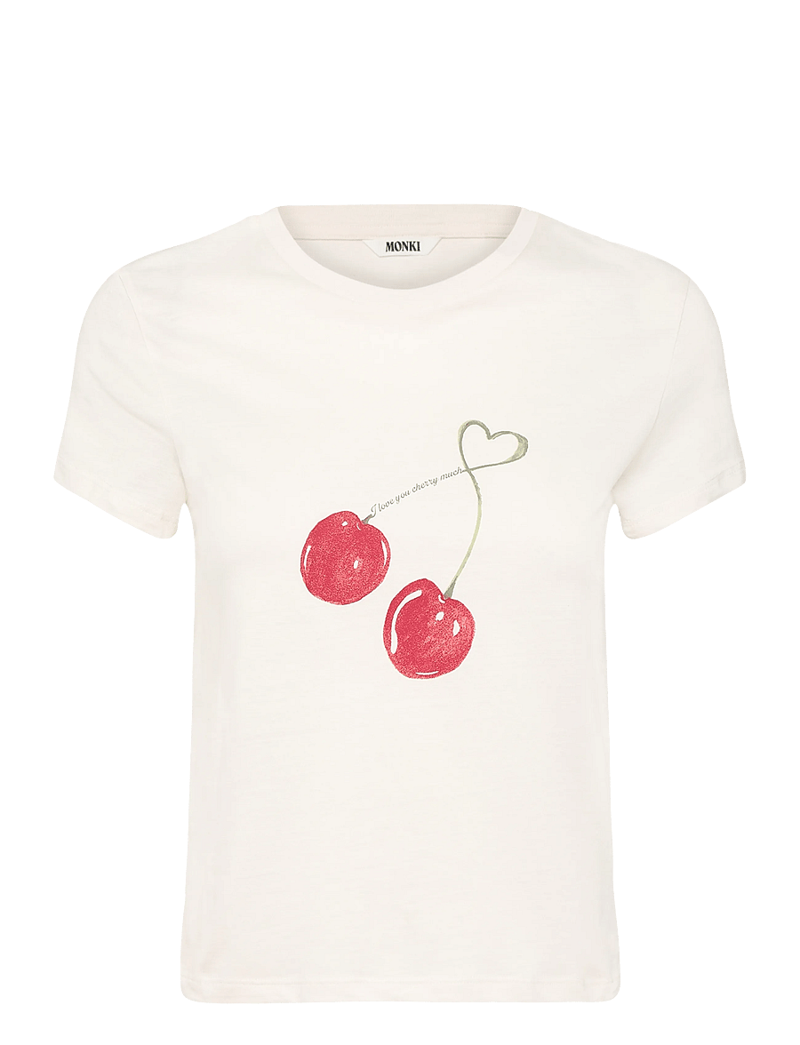 Monki - PRINTED BABY TEE - t-shirts - white light - 0