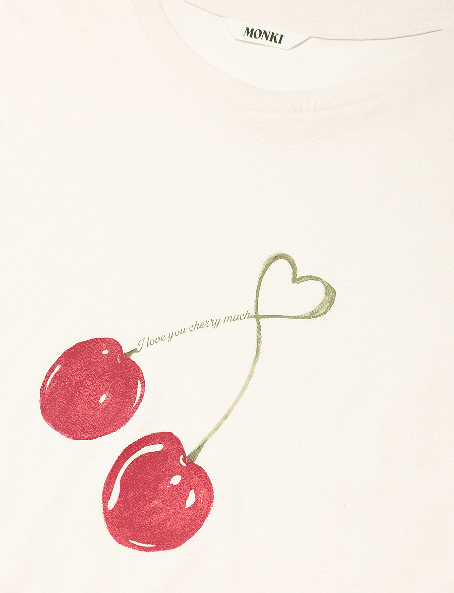 Monki - PRINTED BABY TEE - t-shirts - white light - 2