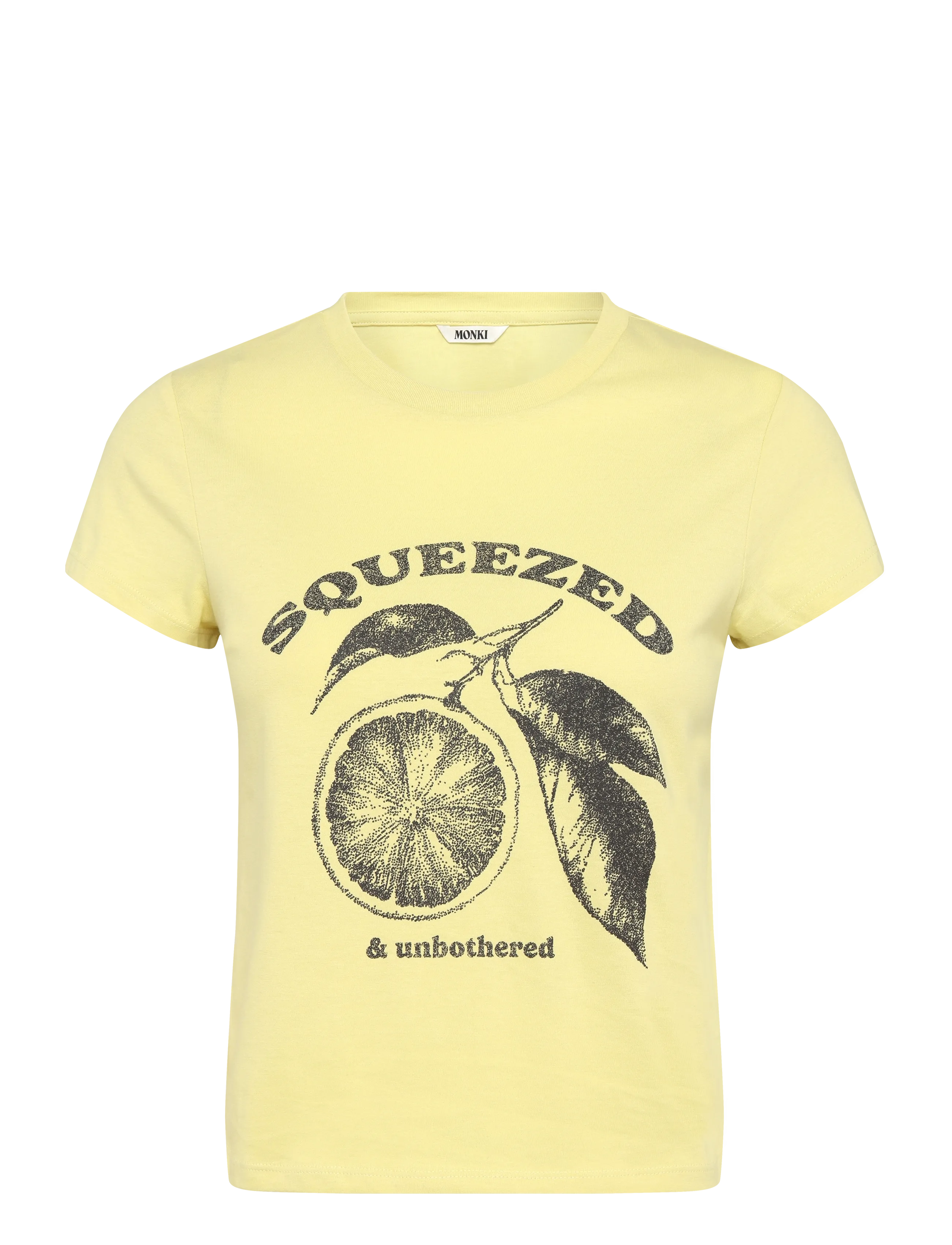 Monki Printed Baby Tee, XXS, T-shirts & Oberteile, Gelb - Short-sleeved, Frauen