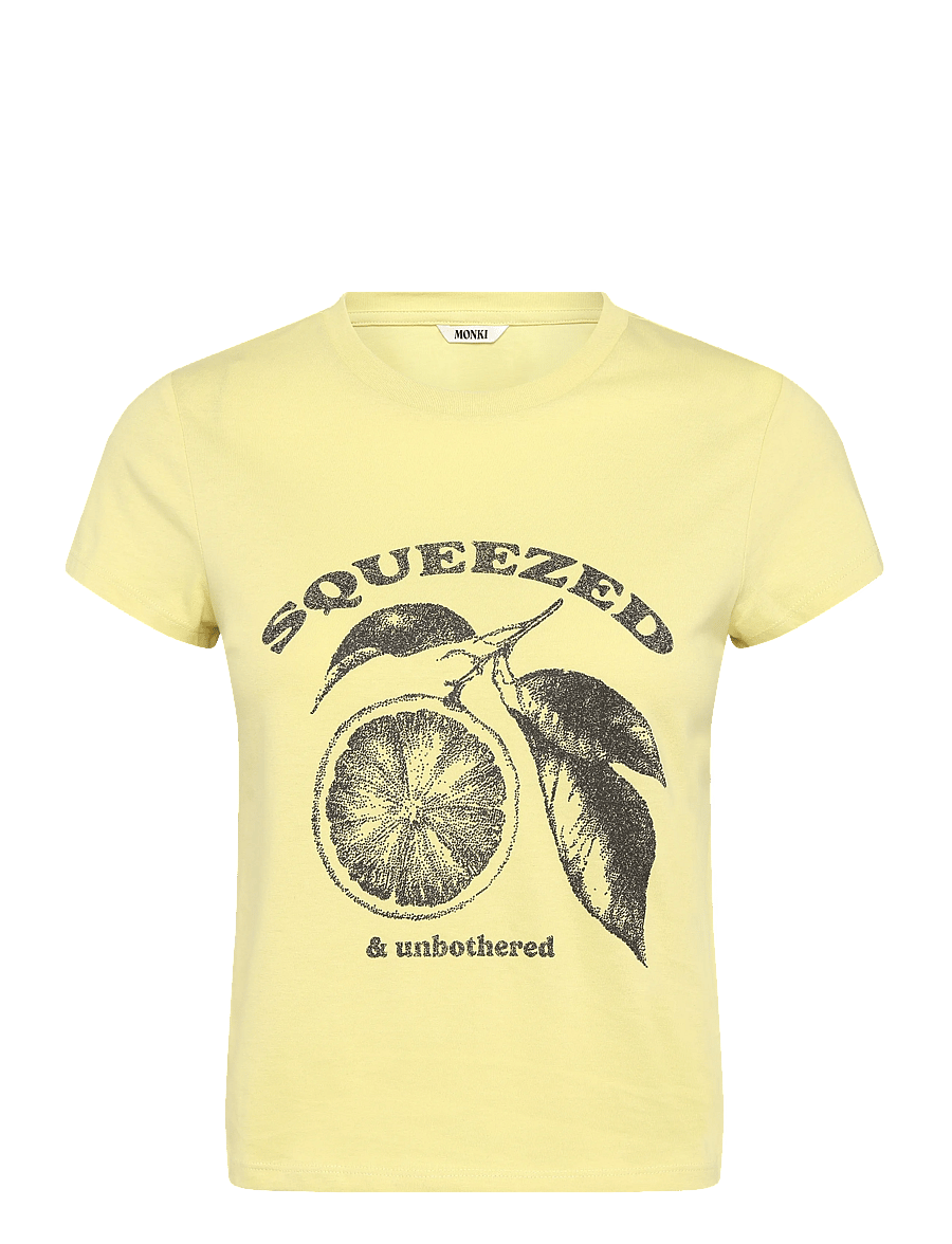 Monki - PRINTED BABY TEE - t-shirts - yellow dusty light - 0