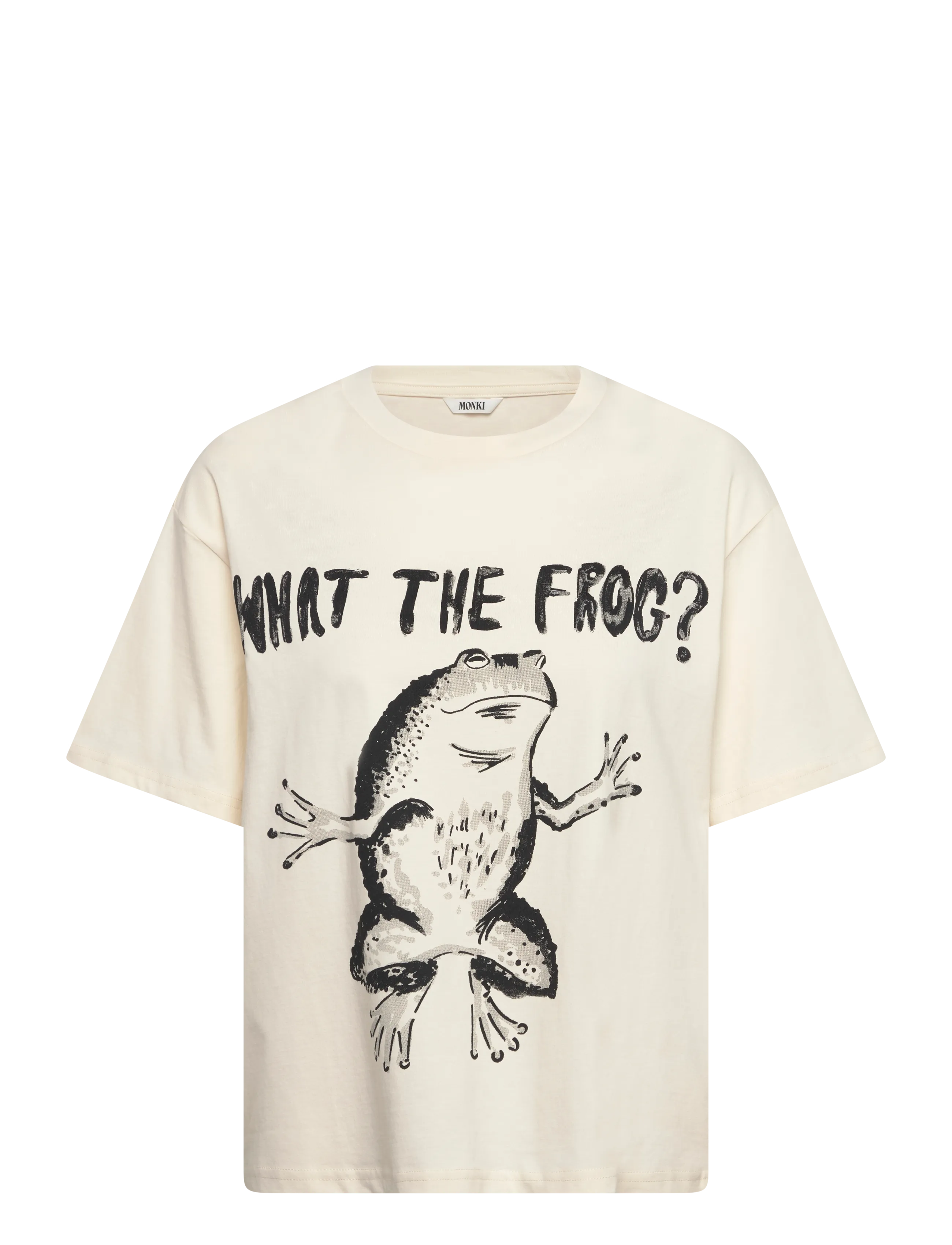 Monki Printed Boxy T-shirt - Kampagne - WHITE DUSTY LIGHT / cream