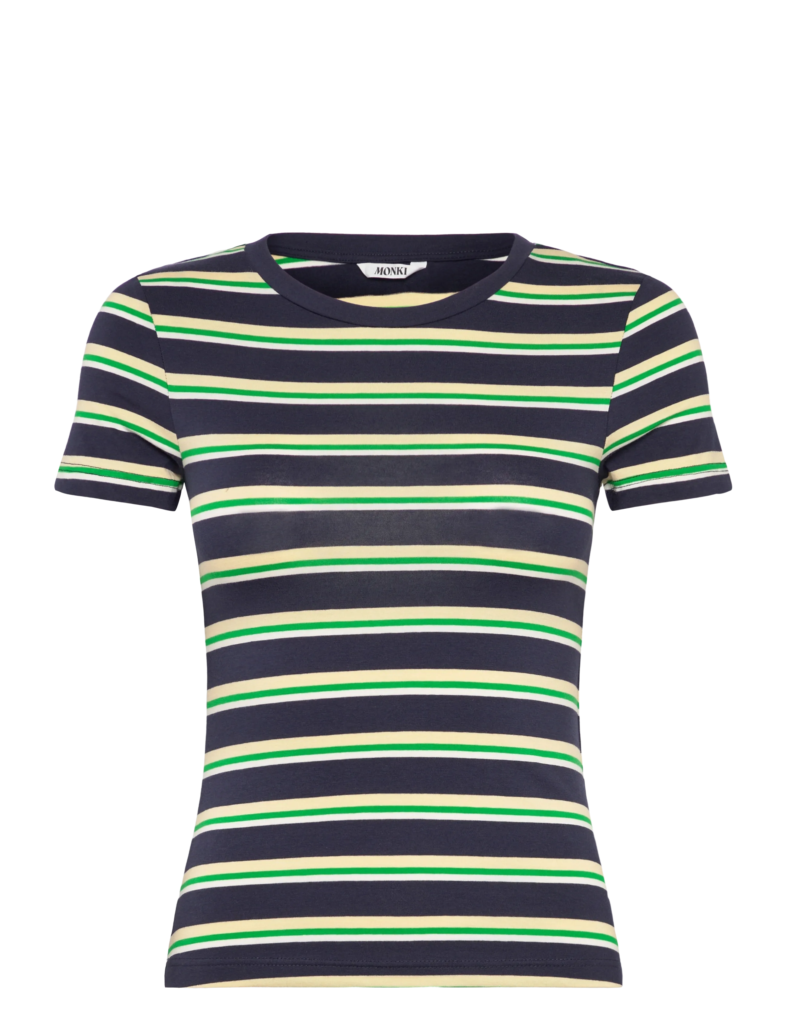 Monki Tight Mini T-Shirt, Kvinder, Tætsiddende Cropped T-shirt, Multi/mønstret, Str: S