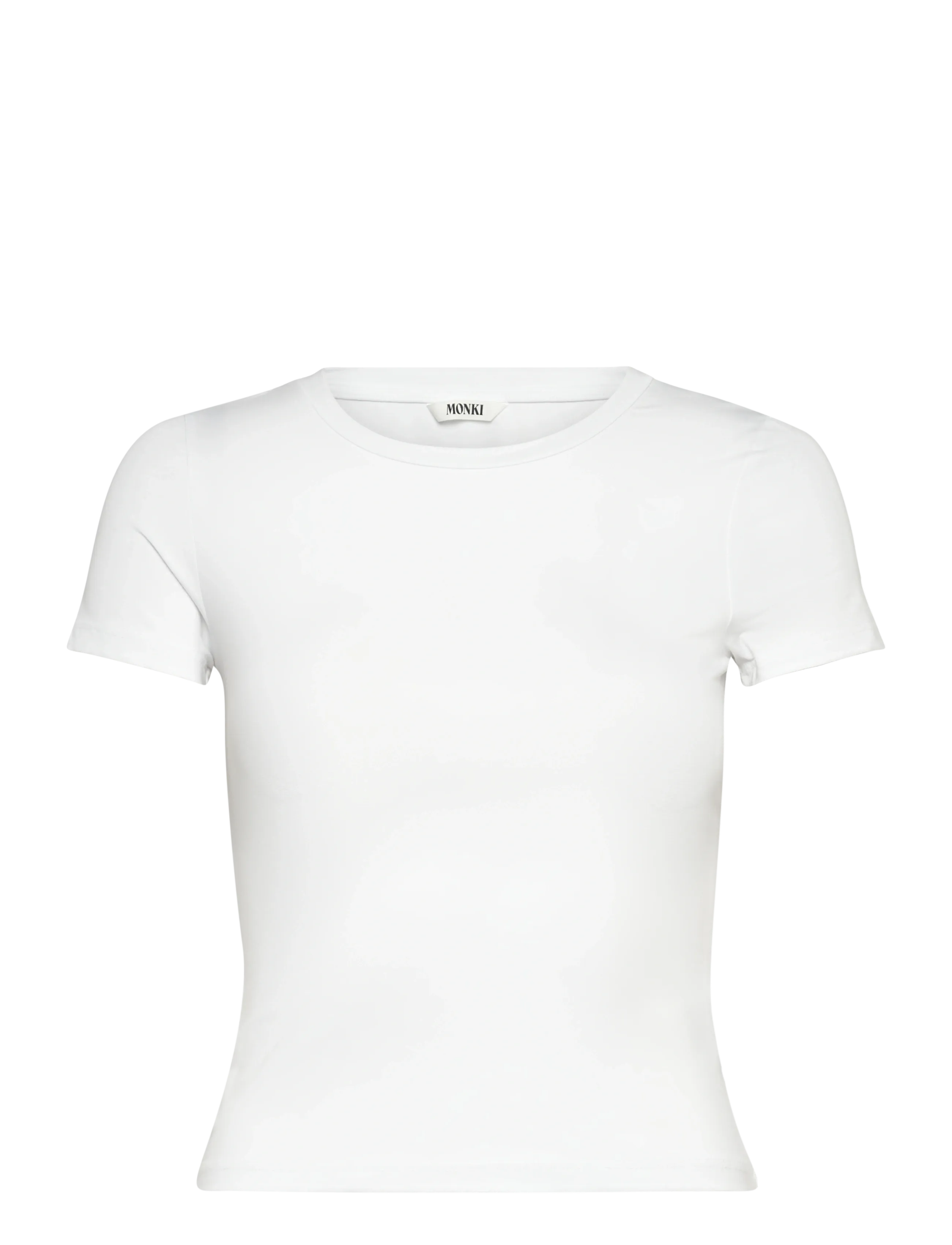 Monki Tight Mini T-Shirt, Kvinder, Tætsiddende Cropped T-shirt, Hvid, Str: XL