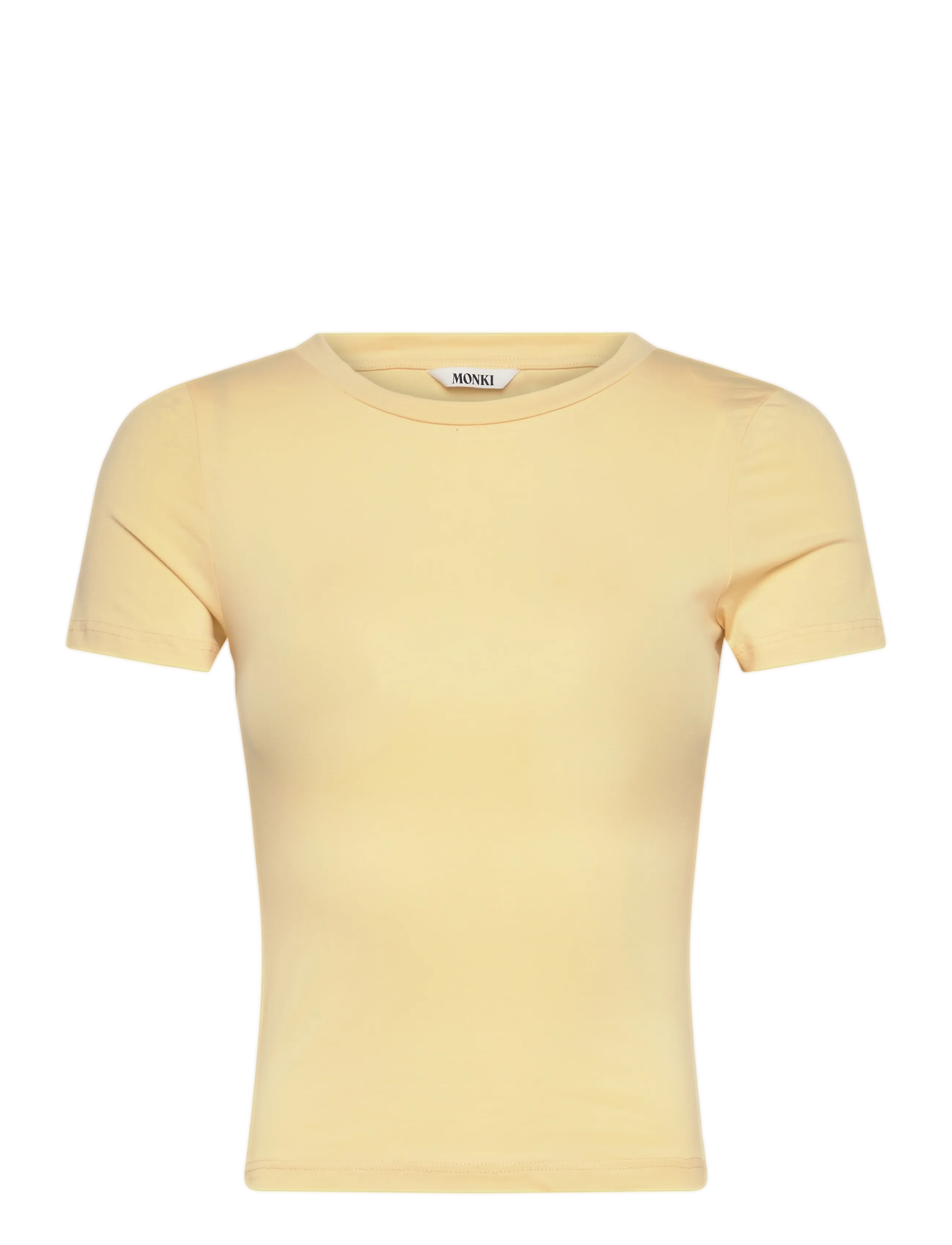 Monki Tight Mini T-Shirt, Kvinder, Tætsiddende Cropped T-shirt, Gul, Str: XS