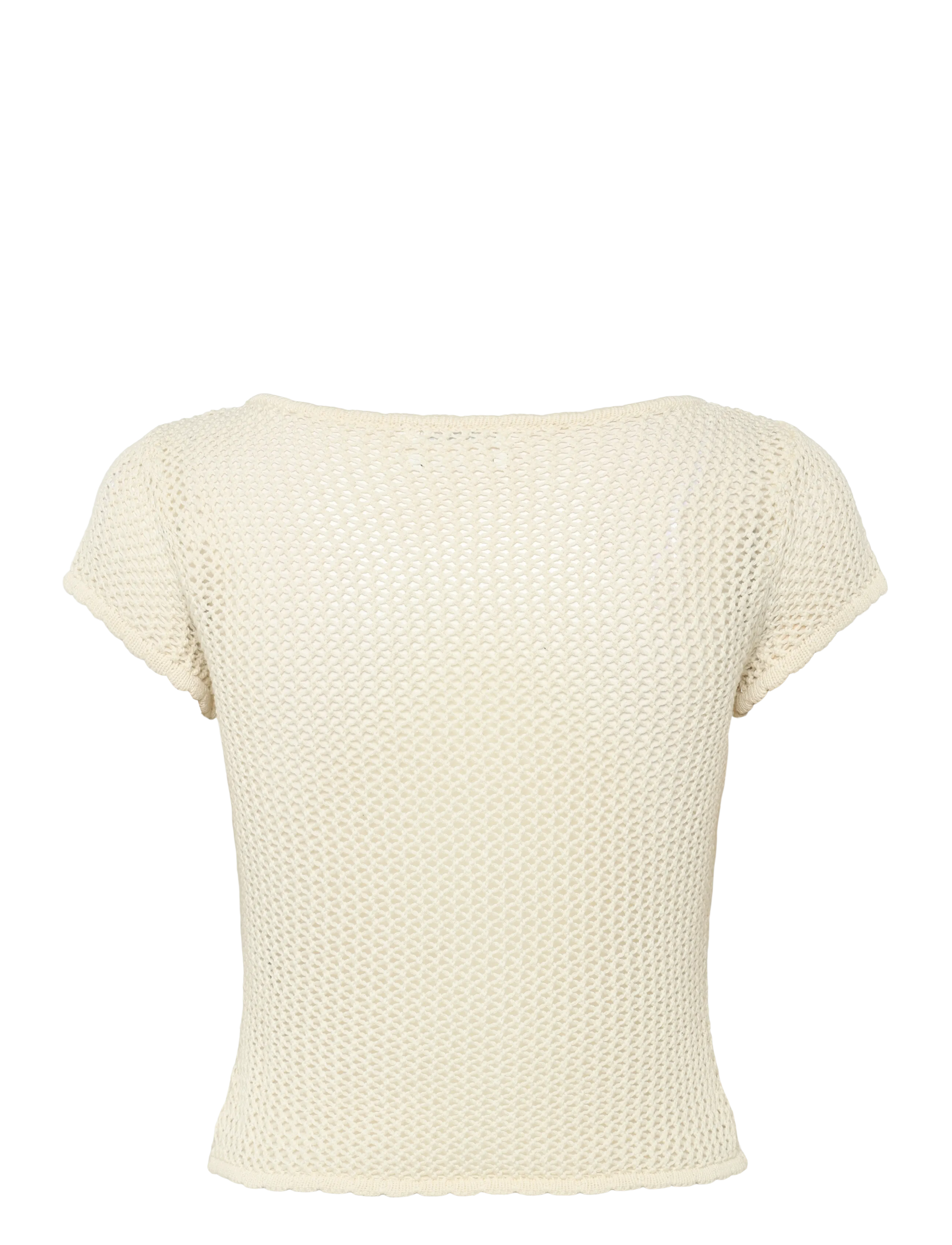 Monki - Short-sleeved crochet top - t-shirts - white light - 1