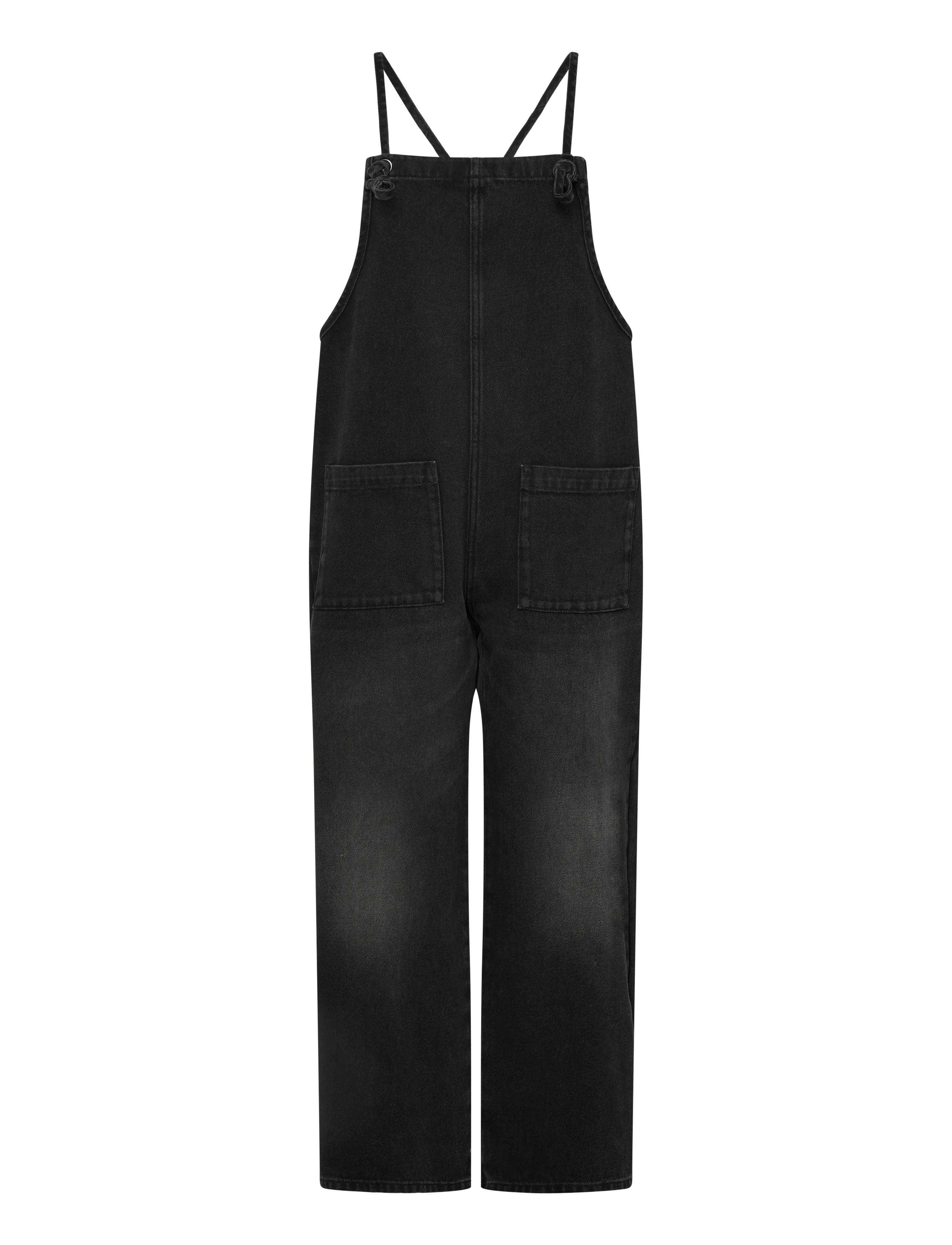 Monki Twill dungaree - Jumpsuits - DENIM BLACK DARK / black
