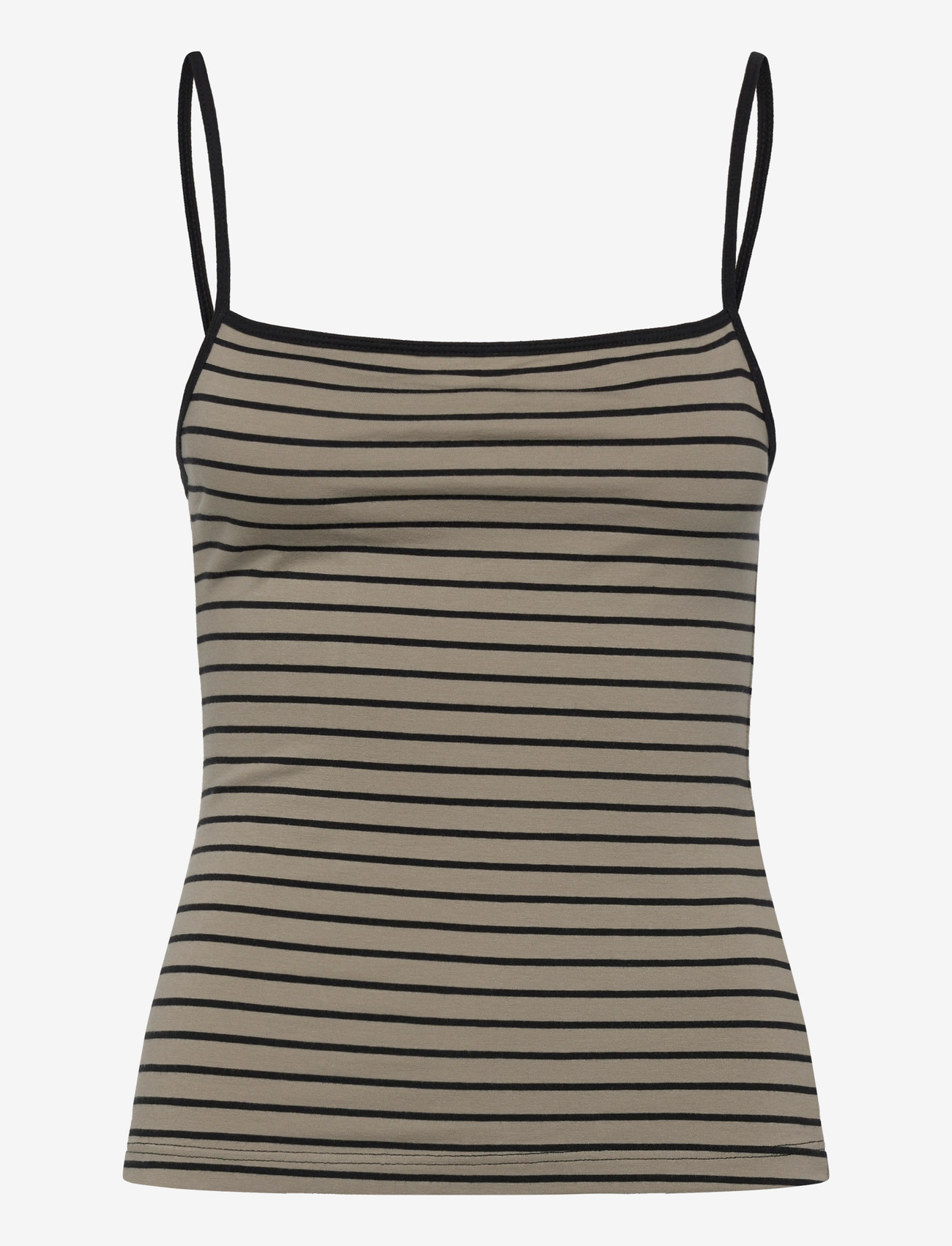 Monki - Squared strap top - linnen - khaki green dusty light - 0