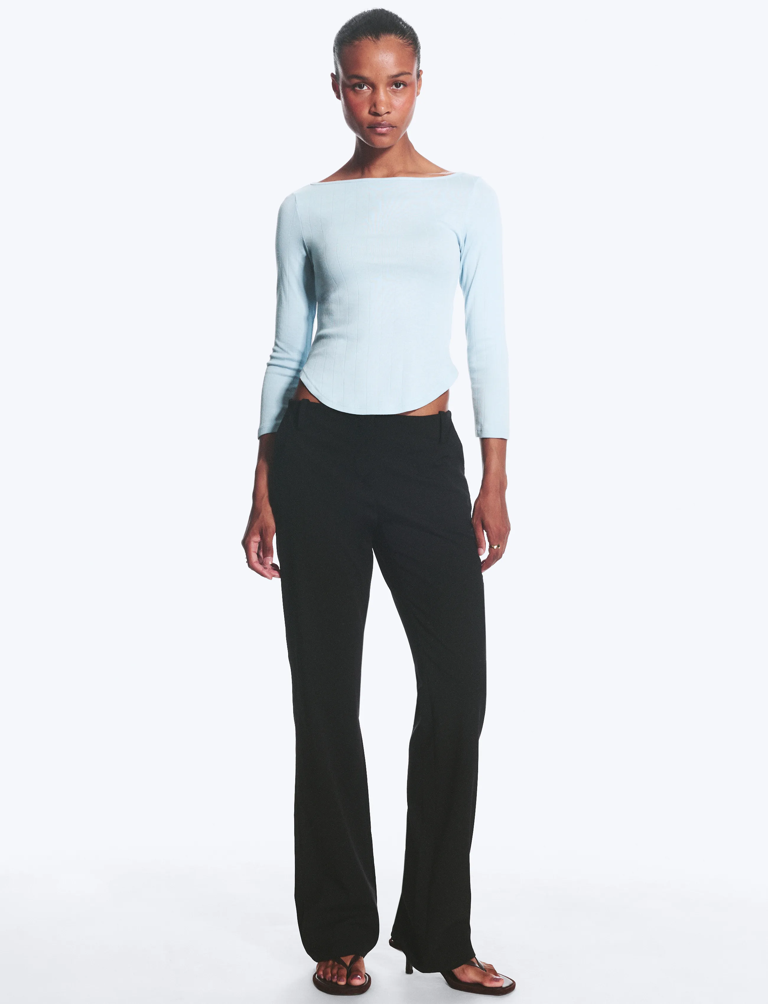 Monki Straight Trousers - Hosen - BLACK DARK / black