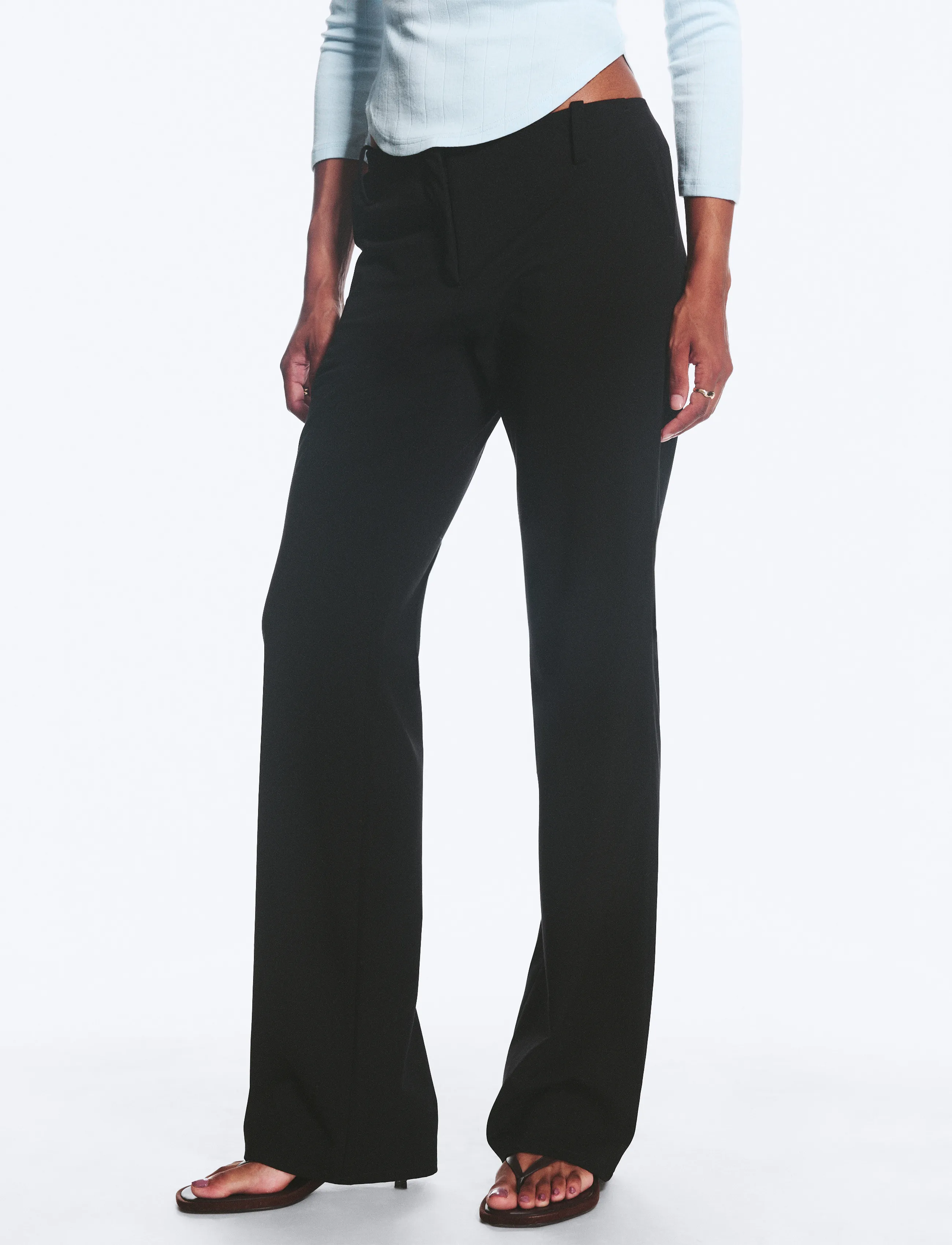 Monki - Straight Trousers - schlaghosen - black dark - 3