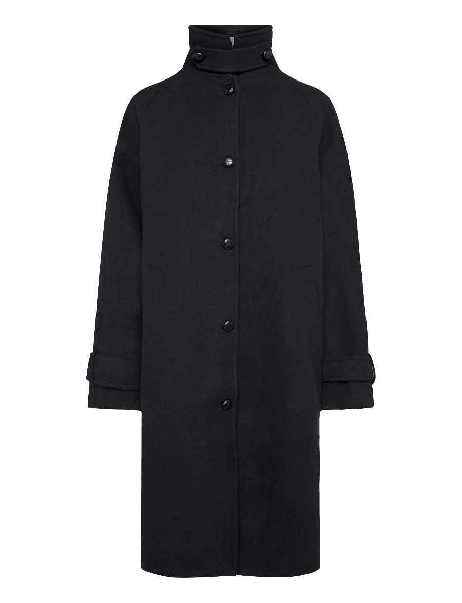 Monki - Funnel Neck Wool Coat - talvejoped - blue dark - 0