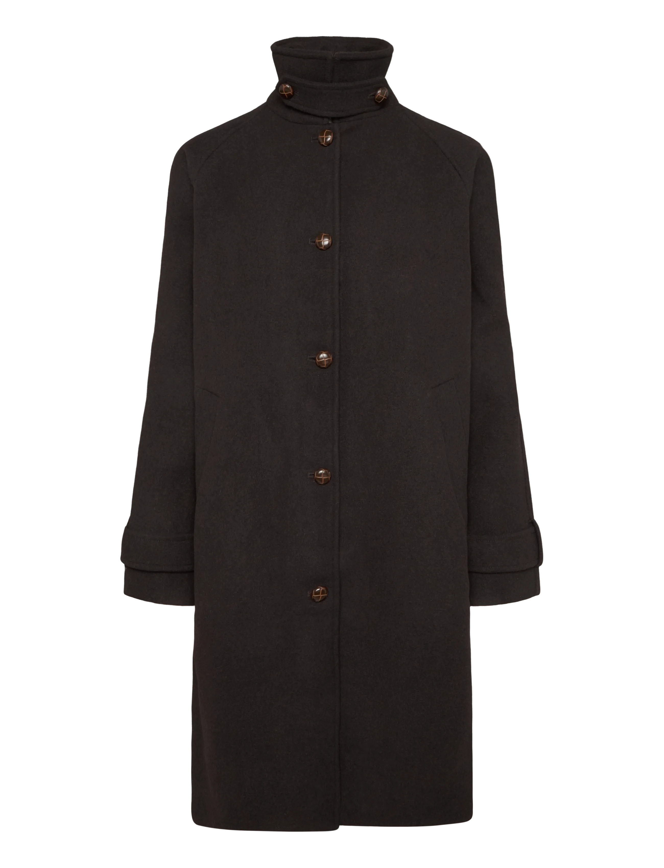 Monki Funnel Neck Wool Coat - Vardagsstil - BROWN DARK / brown