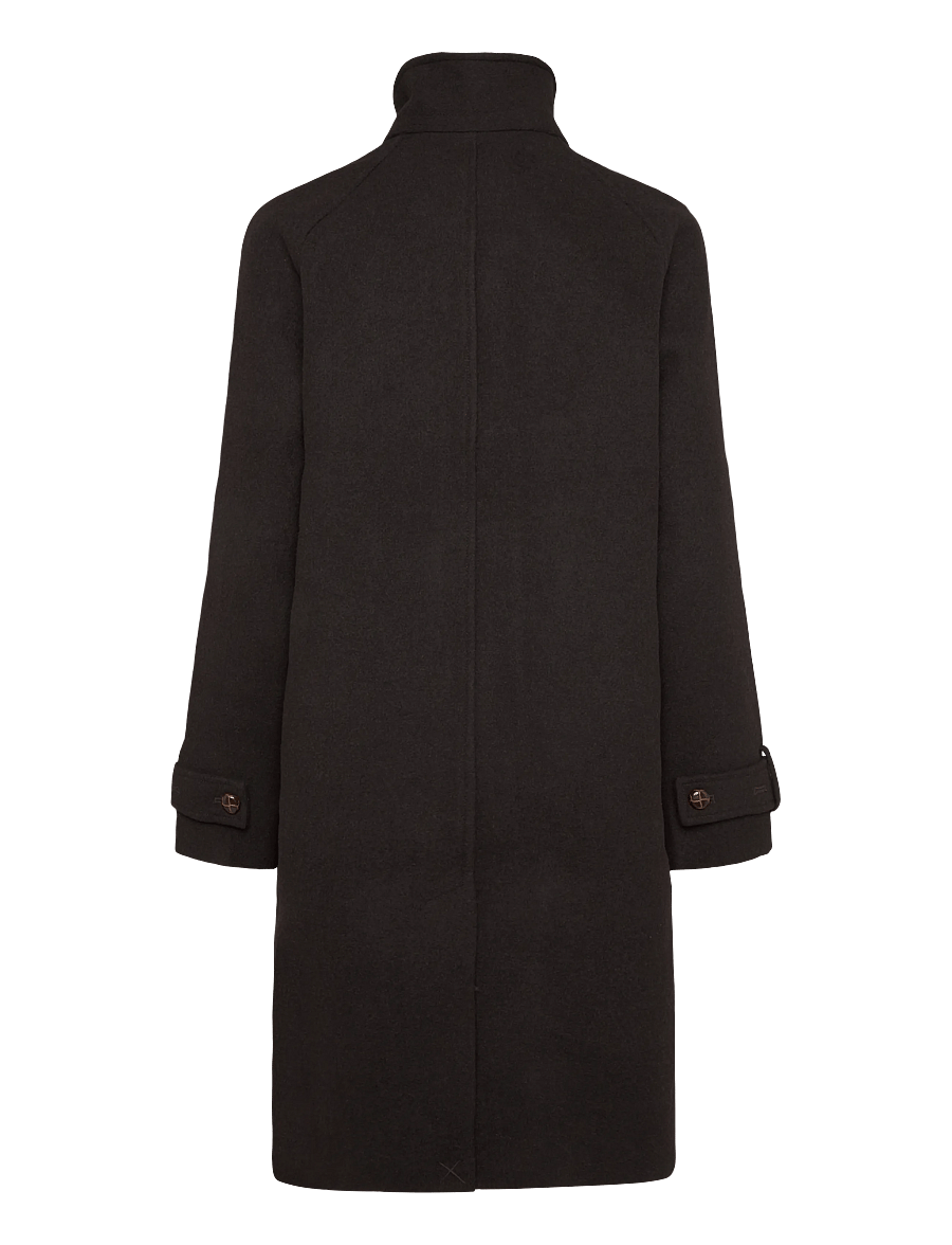 Monki - Funnel Neck Wool Coat - vinterjackor - brown dark - 1