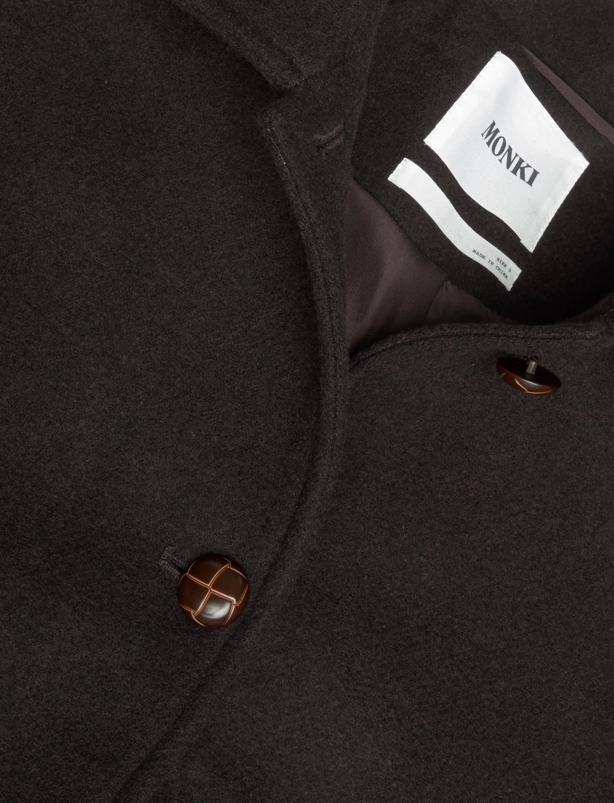 Monki - Funnel Neck Wool Coat - vinterjackor - brown dark - 2