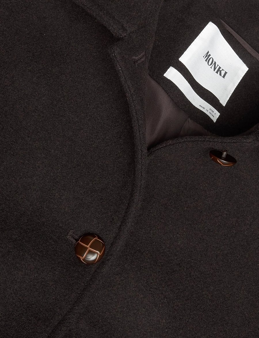 Monki - Funnel Neck Wool Coat - vinterjackor - brown dark - 2