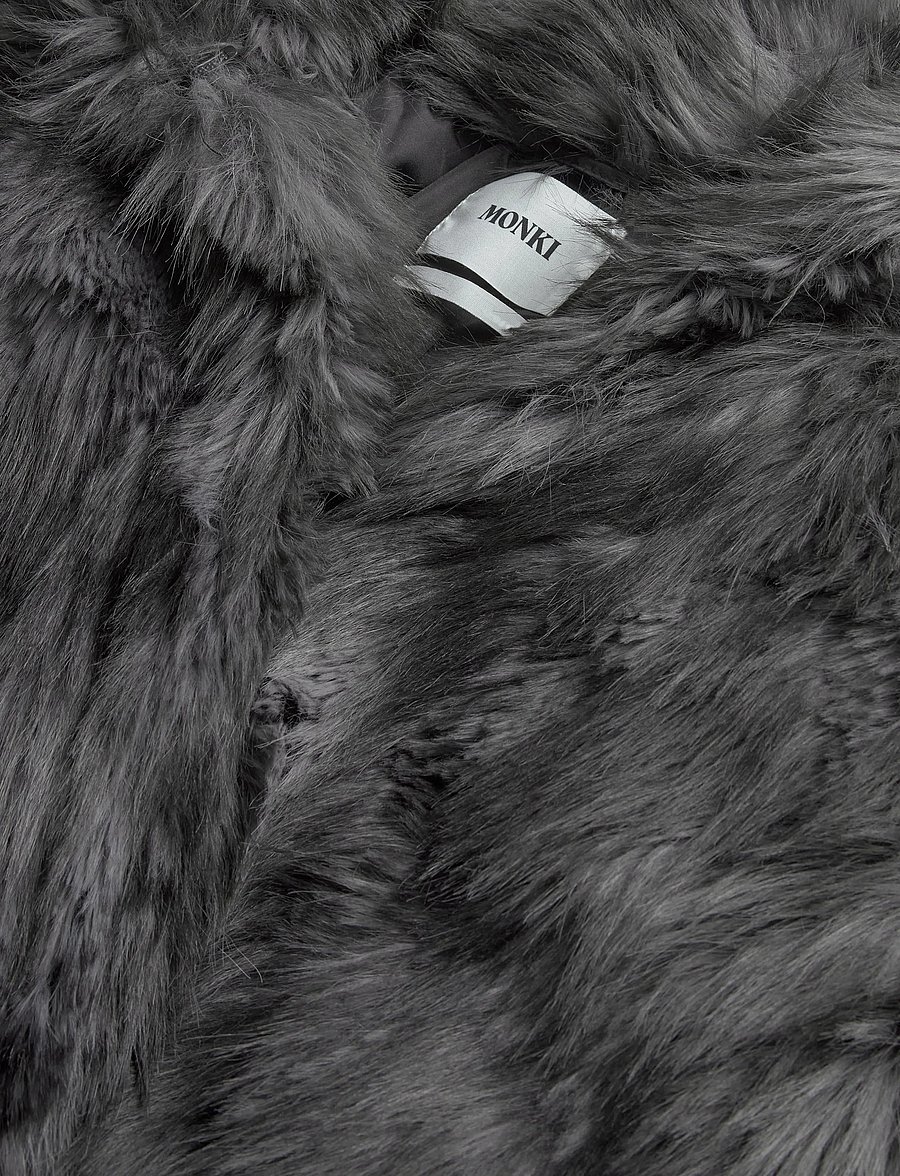Monki - Relaxed faux fur jacket - kunstkarusnahk - grey dark - 2