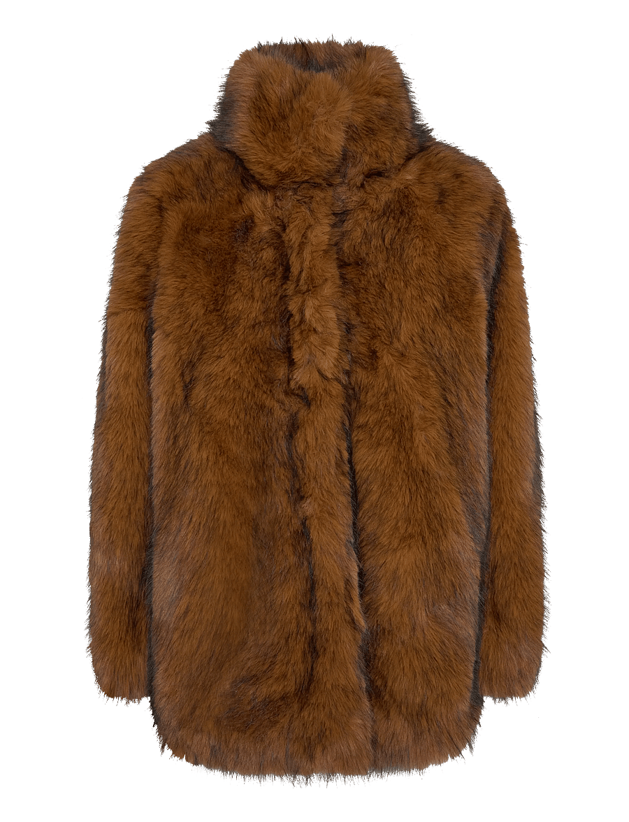 Monki - Relaxed faux fur jacket - faux fur jakker - orange dark - 0