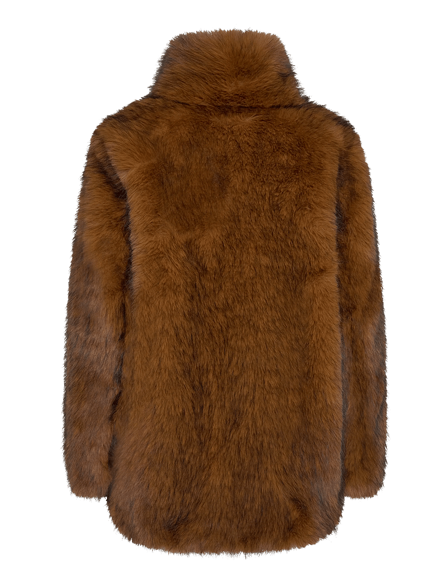 Monki - Relaxed faux fur jacket - faux fur jakker - orange dark - 1