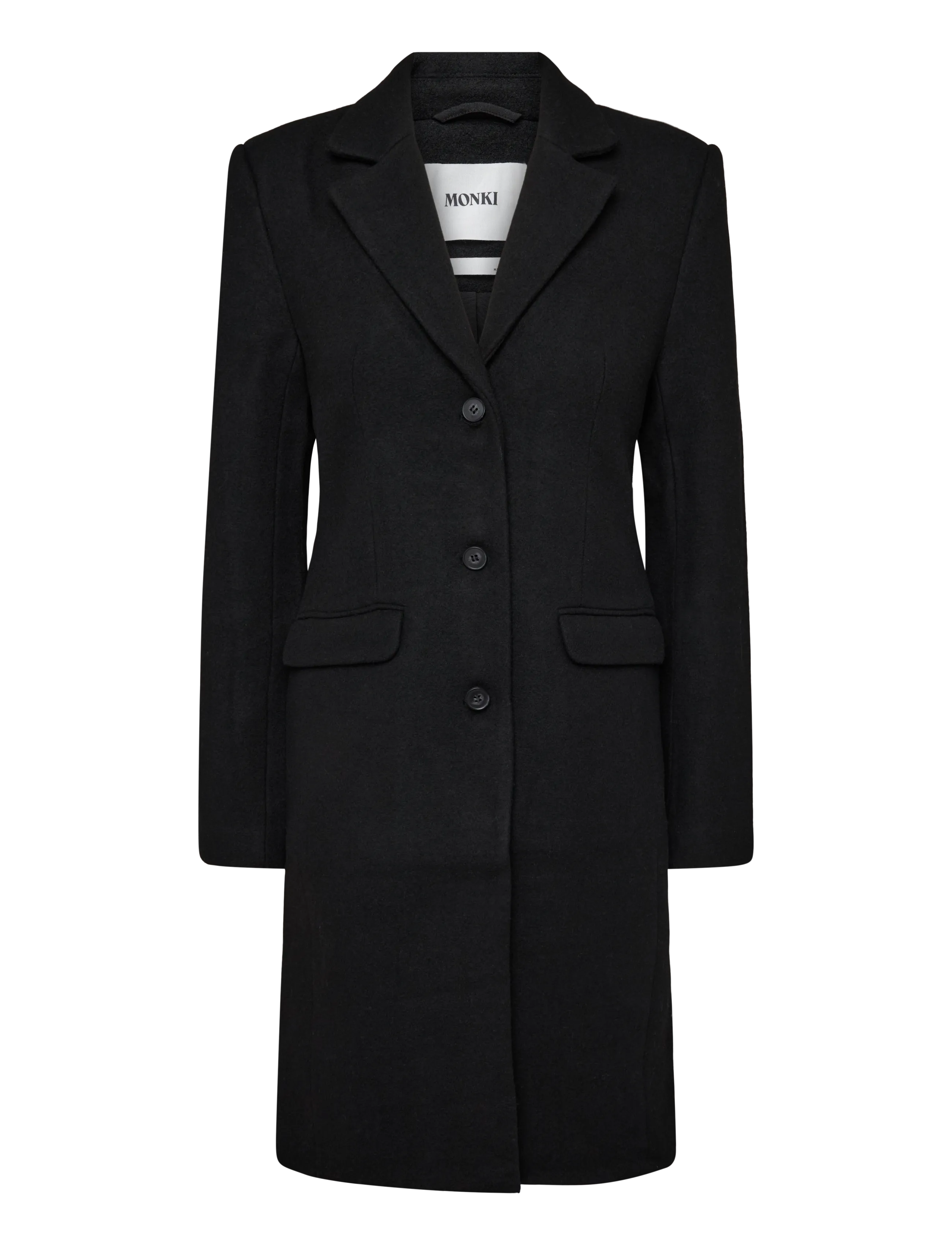 Monki 70's Knee Wool Coat - Mantlid - BLACK DARK / black