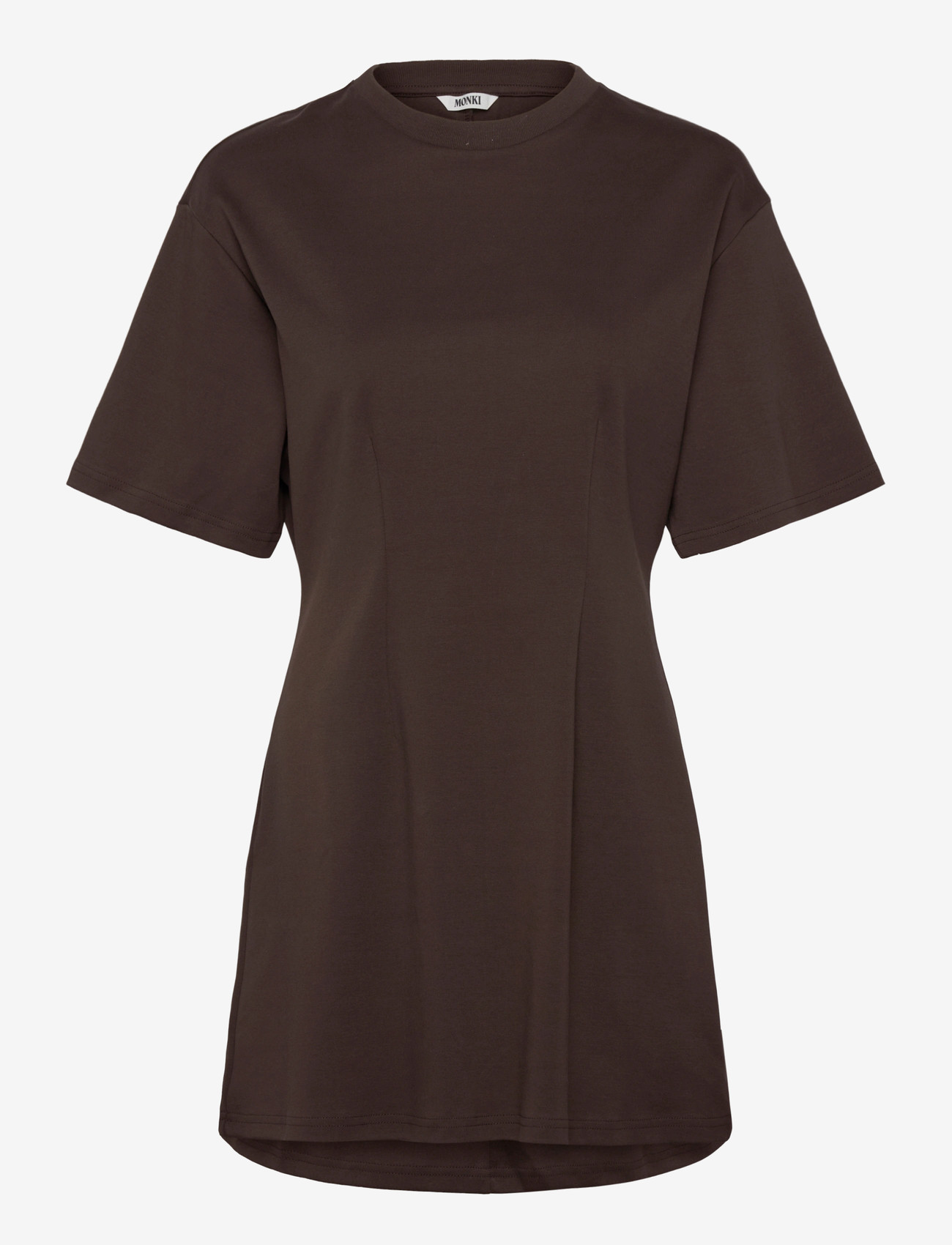 Monki - Waisted T-Shirt Dress - t-shirtkjoler - brown dark - 0