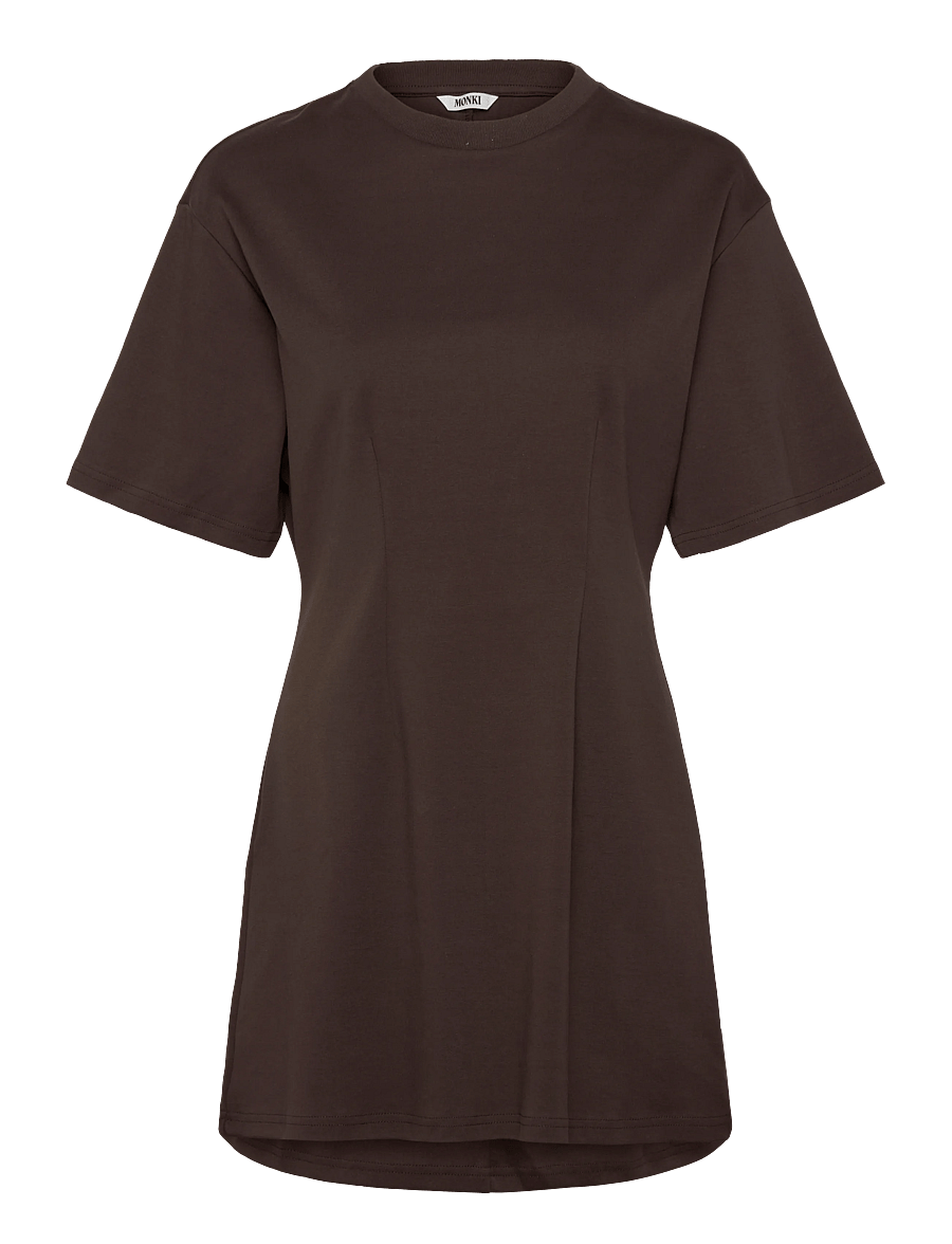 Monki - Waisted T-shirt dress - t-shirtklänningar - brown dark - 0