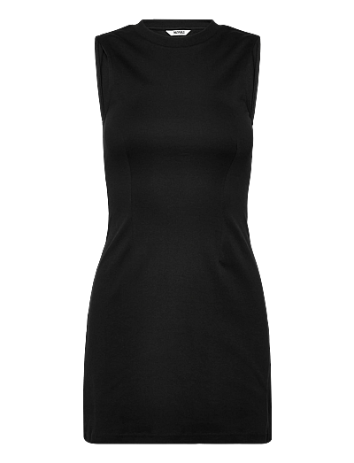 monki black shirt dress Monki mini shirt dress with tiered hem in black