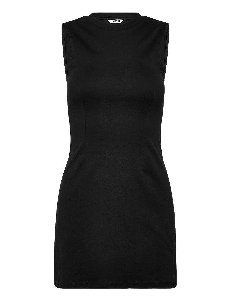 Monki - Waisted sleeveless dress - t-särkkleidid - black dark - 0