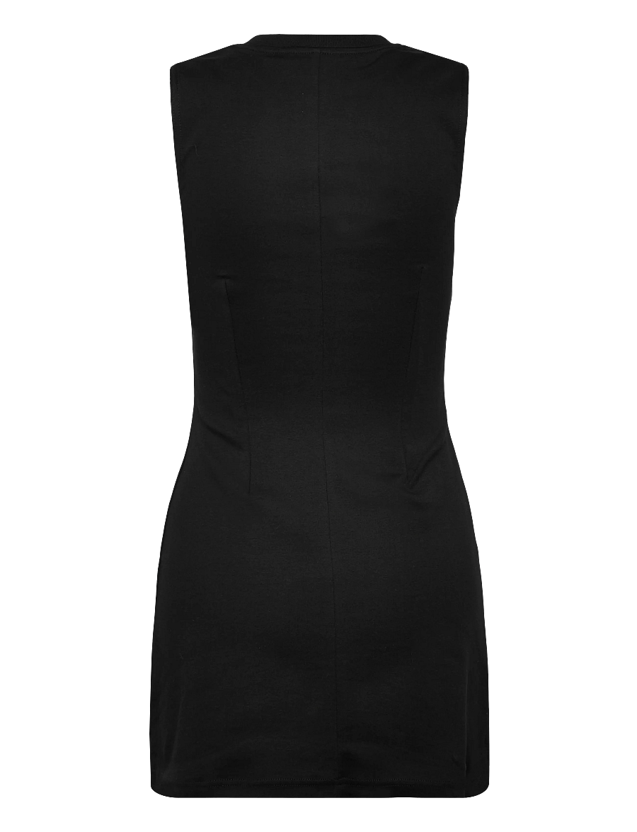 Monki - Waisted sleeveless dress - t-särkkleidid - black dark - 1