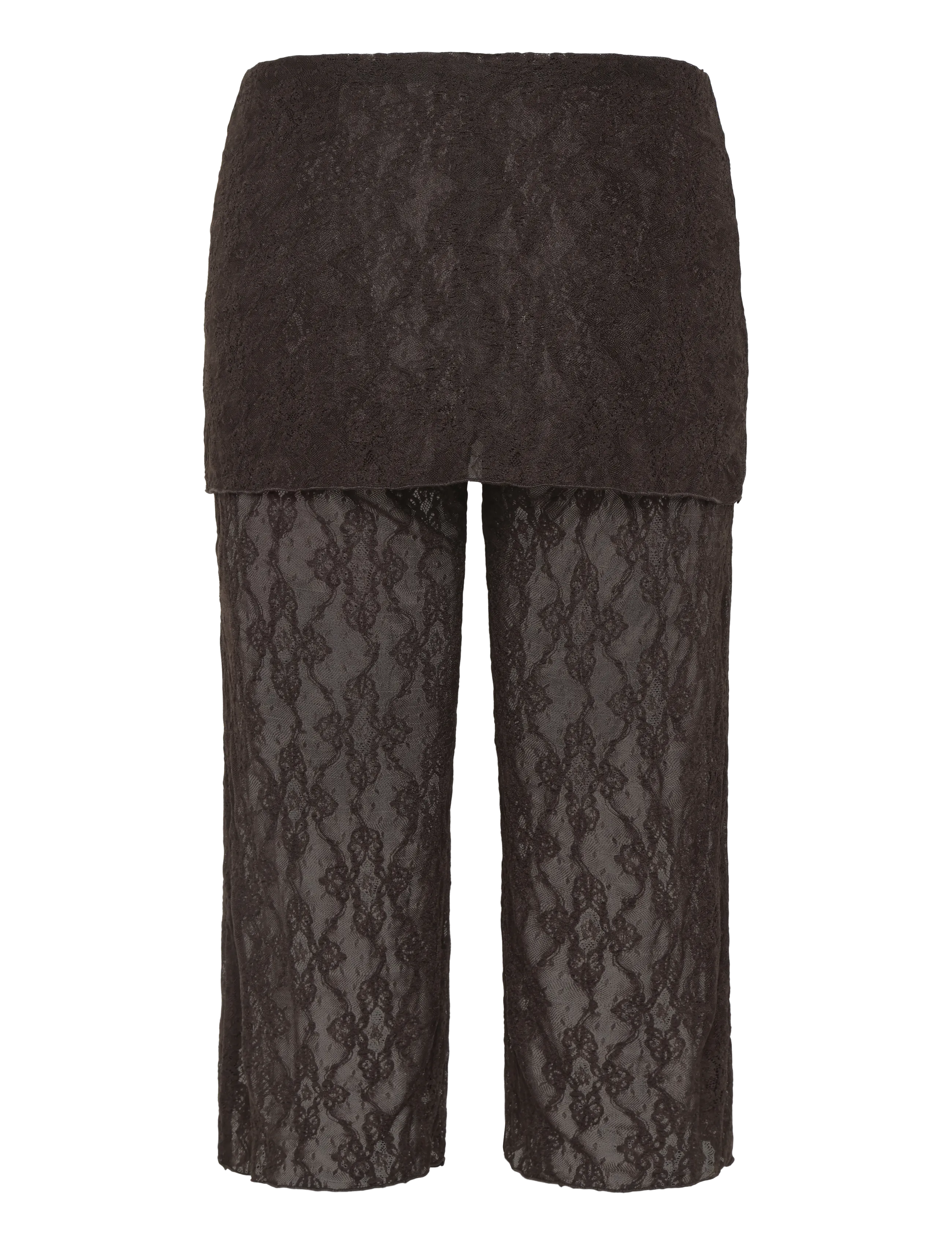 Monki - Lace capri pants - brown dark - 1