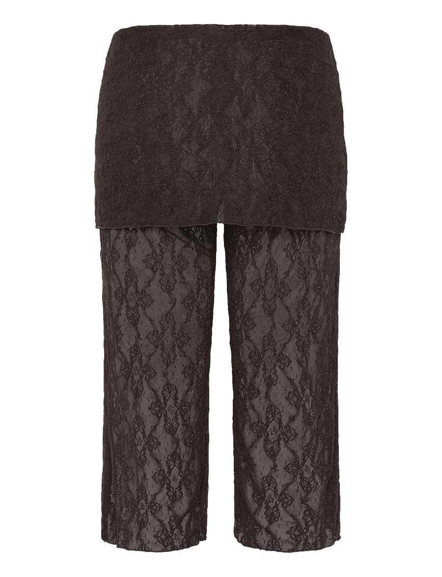 Monki - Lace capri pants - caprihose - brown dark - 2