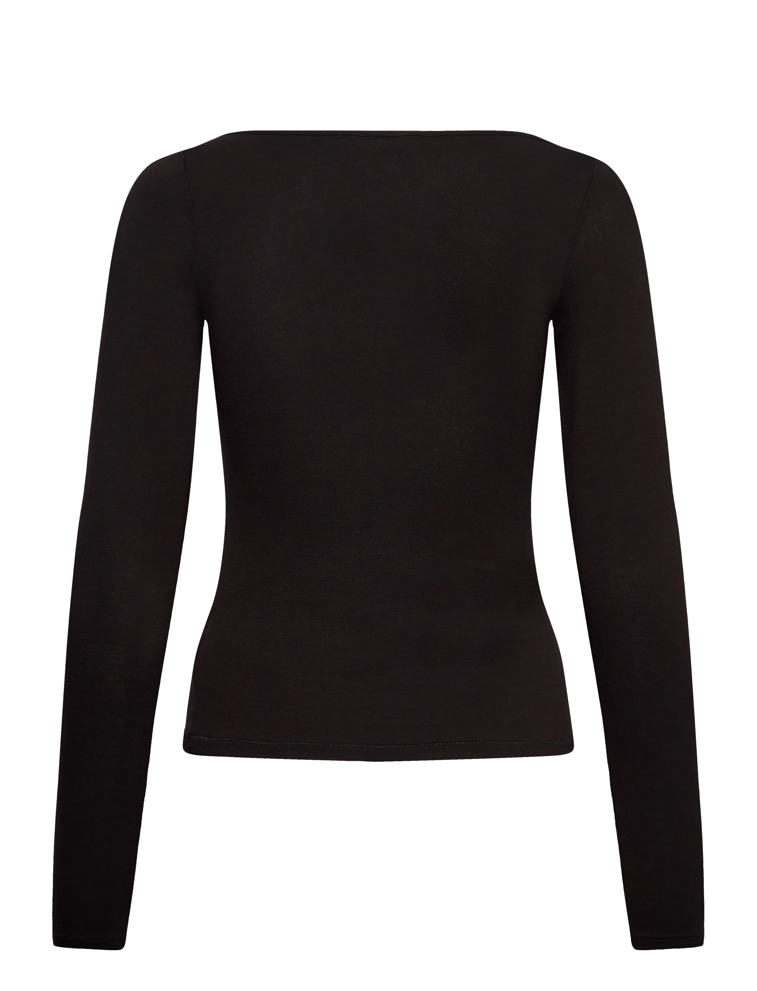 Monki - Sheer Boatneck LS - long-sleeved tops - black dark - 1