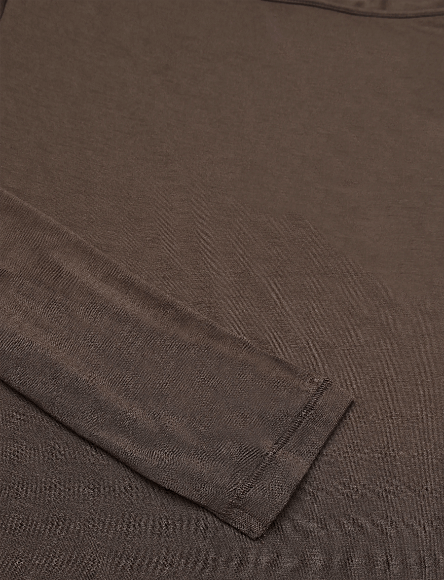 Monki - Sheer Boatneck LS - palaidinukės ilgomis rankovėmis - brown dark - 2