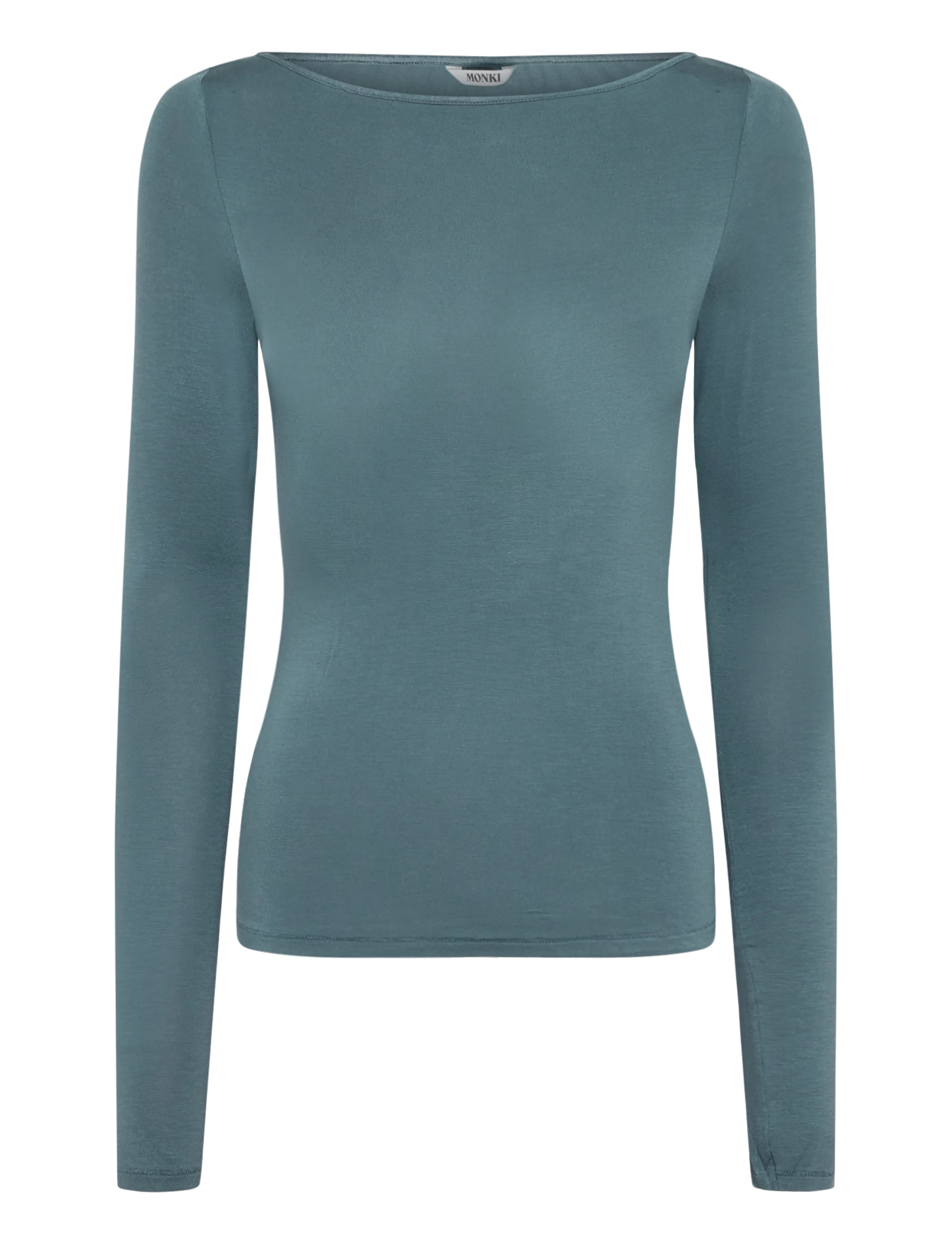 Monki Sheer Boatneck Long-sleeve - T-Shirts & Tops - GREY DARK / grey