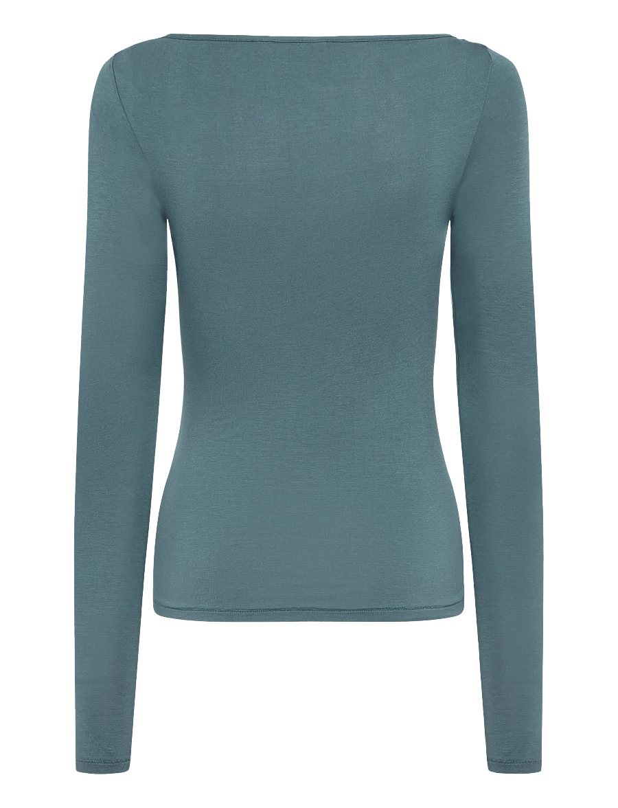 Monki - Sheer Boatneck Long-sleeve - langärmlige tops - grey dark - 1