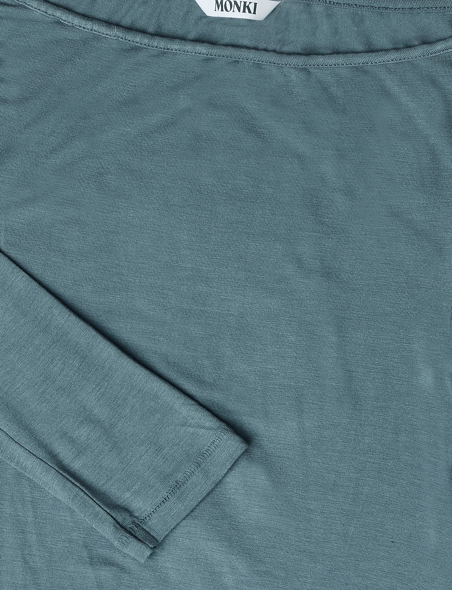 Monki - Sheer Boatneck Long-sleeve - langärmlige tops - grey dark - 2