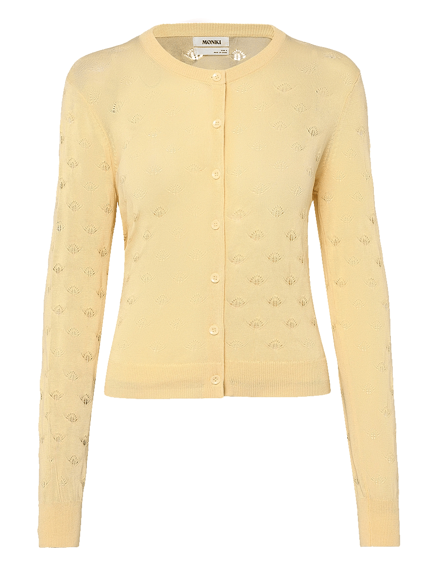 Monki - Pointelle Cardigan - cardigans - yellow dusty light - 0