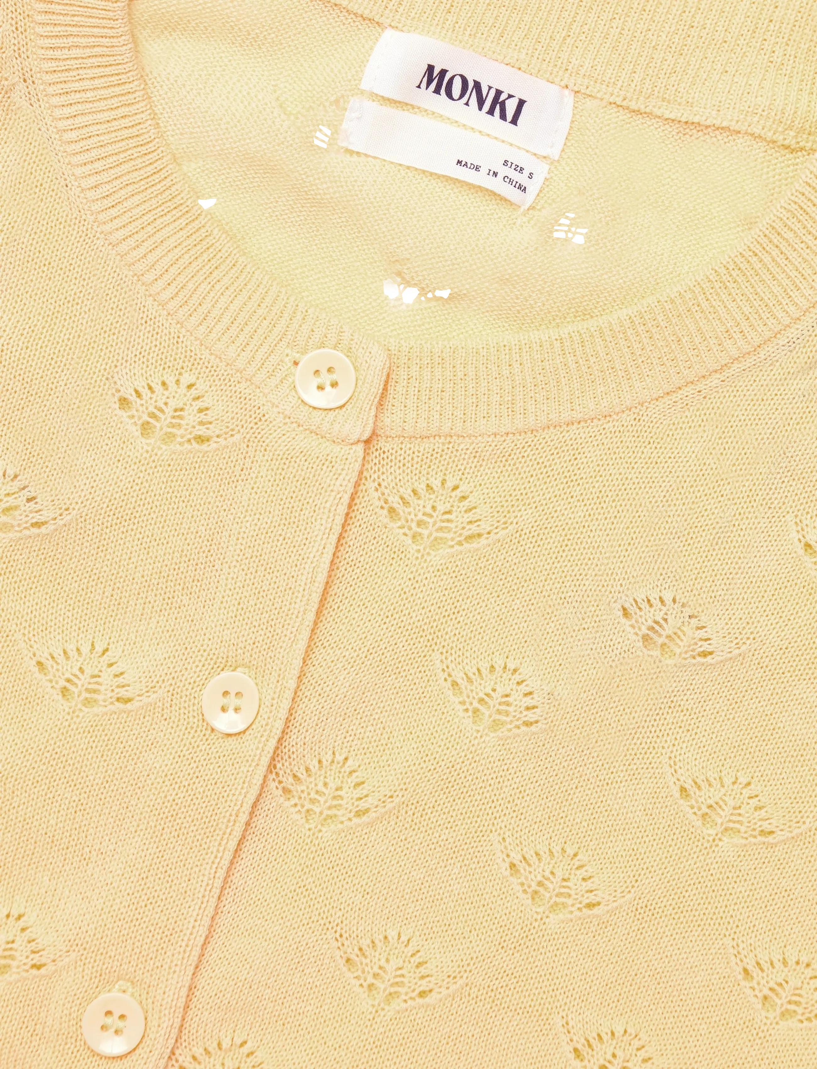 Monki - Pointelle Cardigan - yellow dusty light - 2