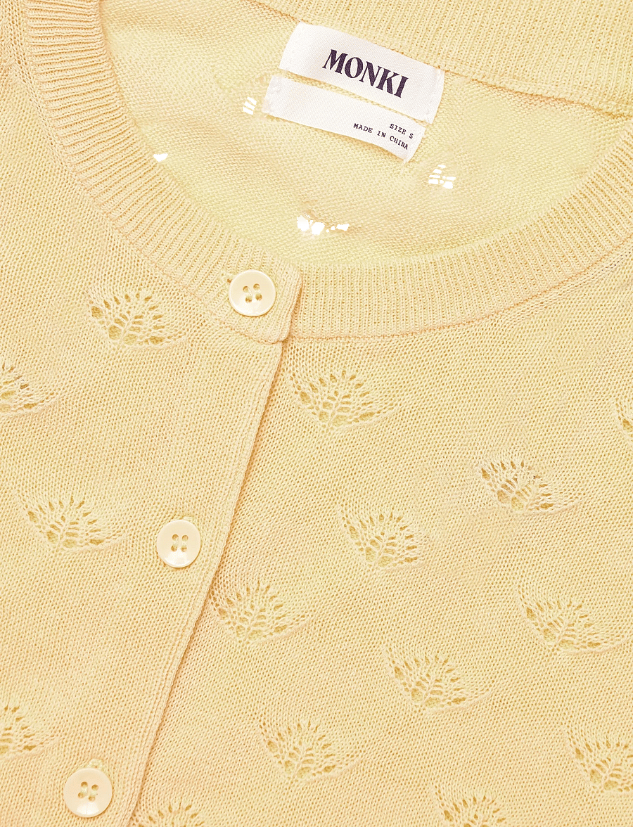 Monki - Pointelle Cardigan - cardigans - yellow dusty light - 2