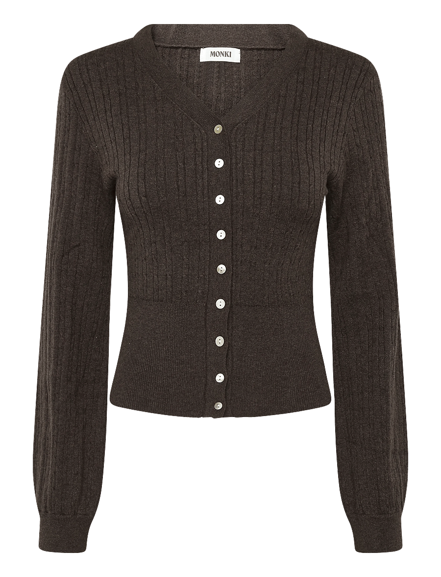 Monki - Kn Cabel Cardigan - kardiganid - brown dark - 0