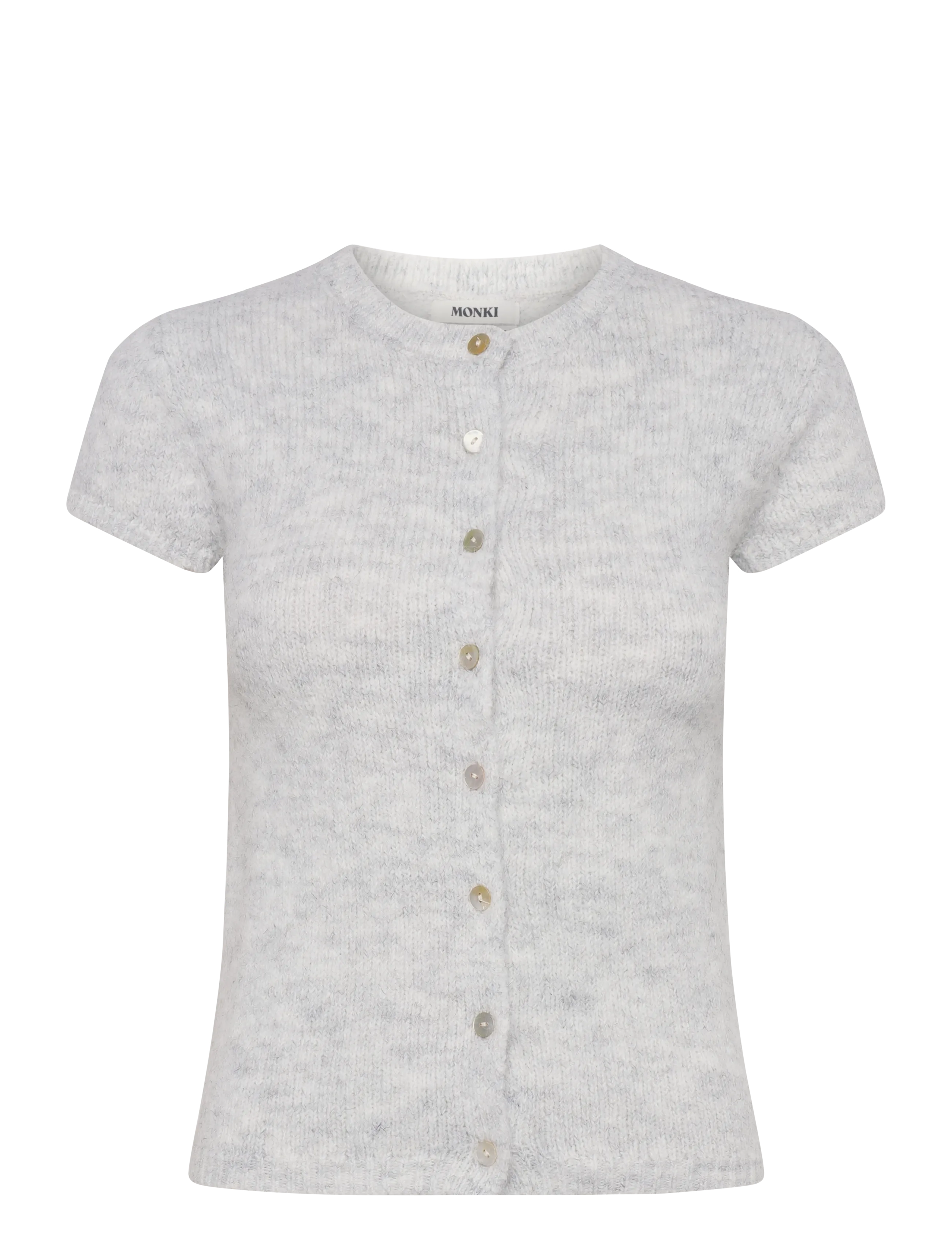 Monki Knitted short-sleeved cardigan - Koftor - GREY MELANGE DUSTY LIGHT / grey