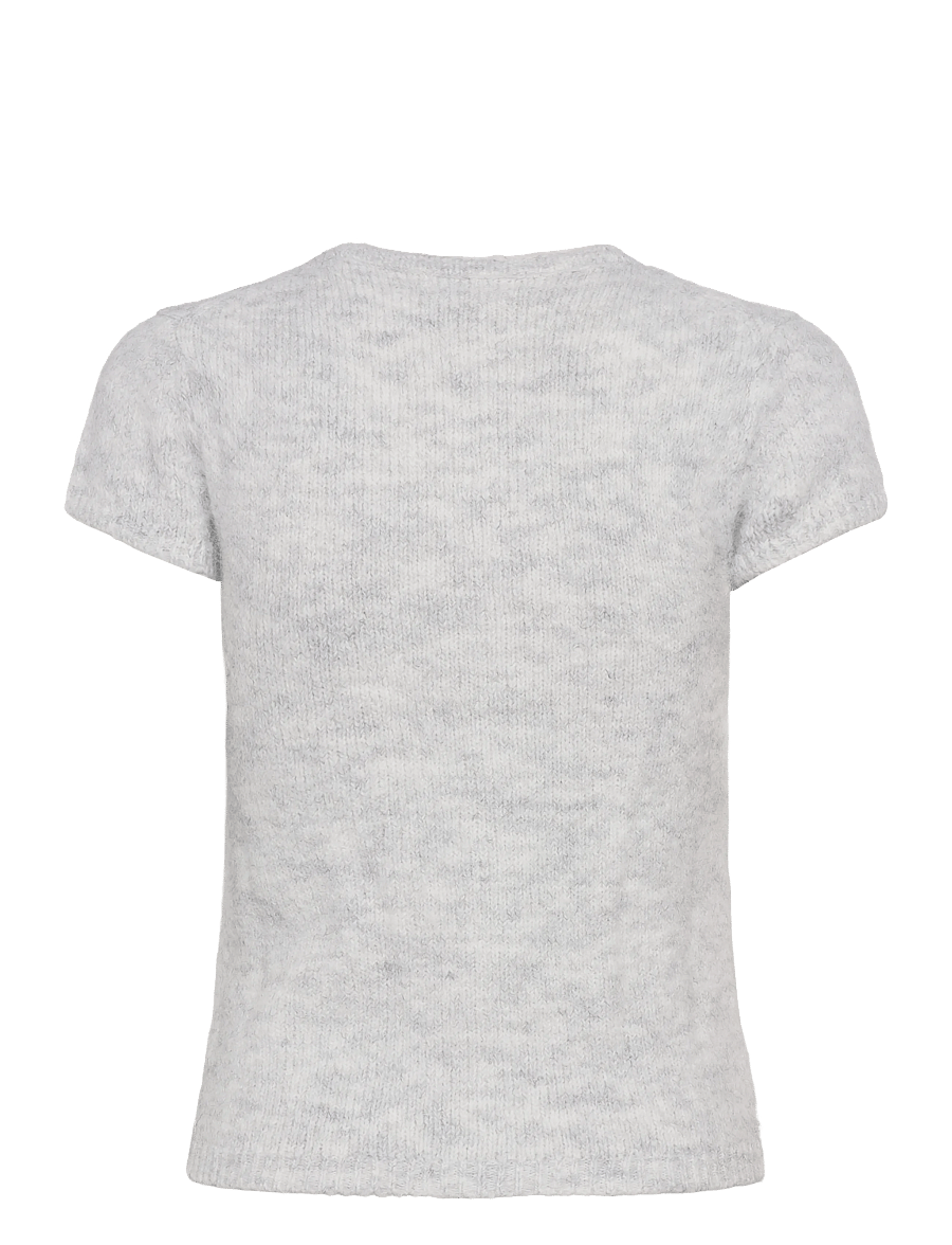 Monki - Knitted short-sleeved cardigan - cardigans - grey melange dusty light - 1