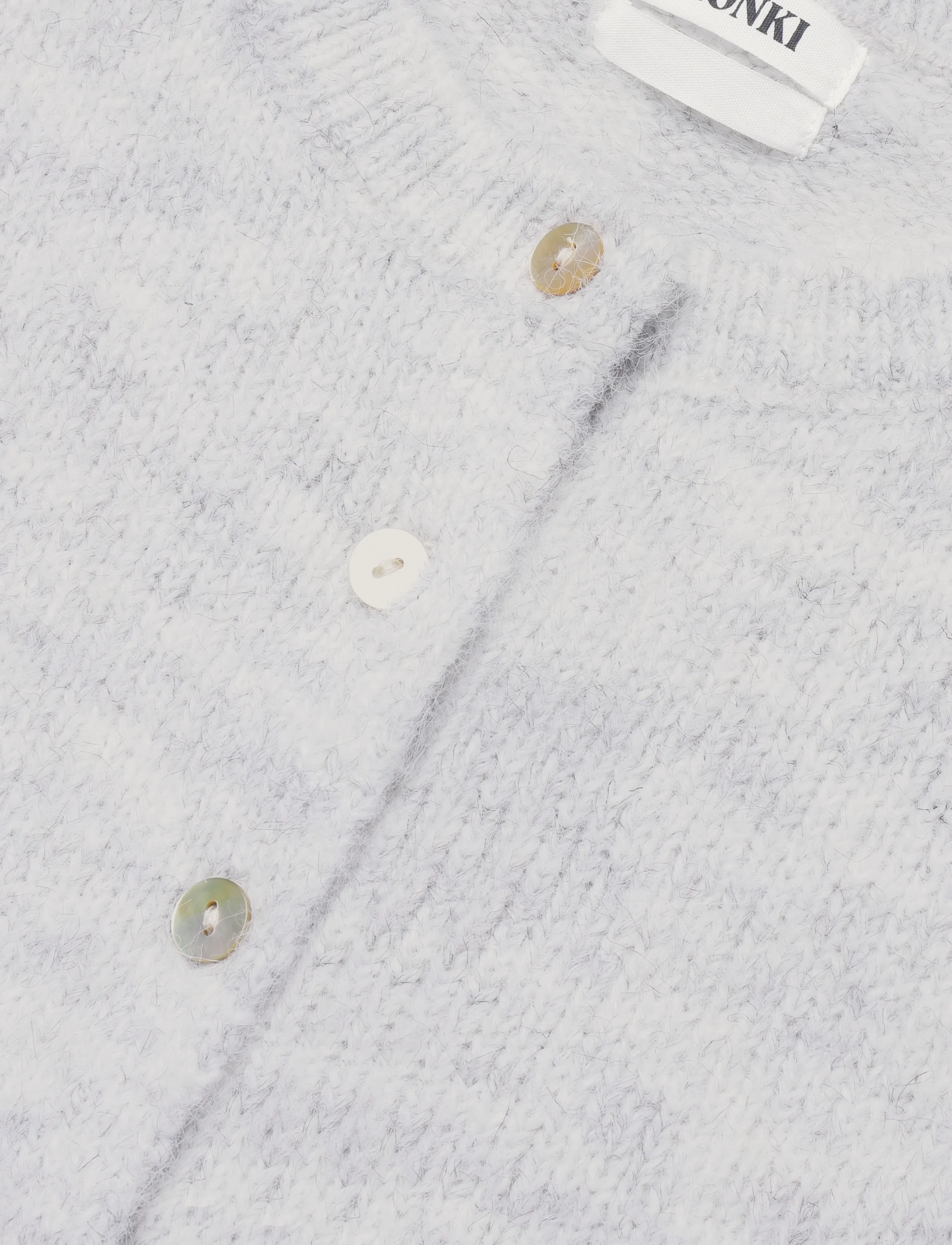 Monki - Knitted short-sleeved cardigan - koftor - grey melange dusty light - 2